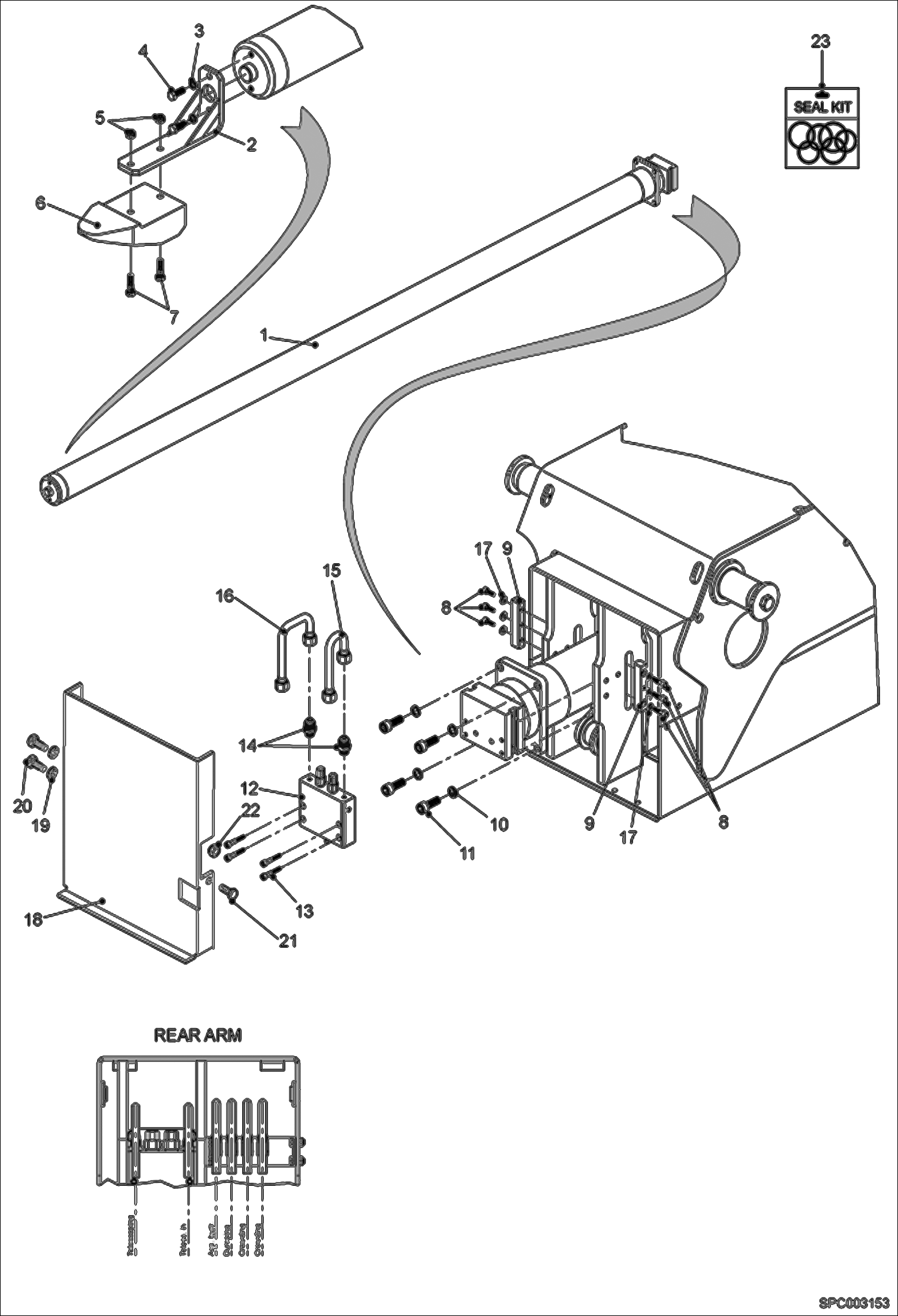 Схема запчастей Bobcat T40170 - TELESCOPE CYLINDER INSTALLATION (S/N 363312001 & Above) HYDRAULIC SYSTEM