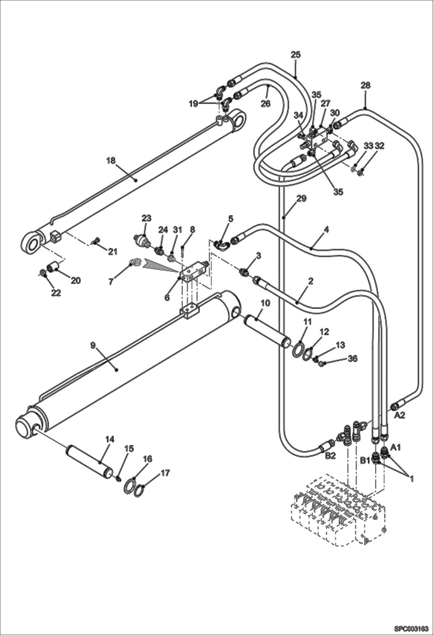 Схема запчастей Bobcat T40170 - LIFT & COMPENSATION CYLINDER INSTALLATION HYDRAULIC SYSTEM