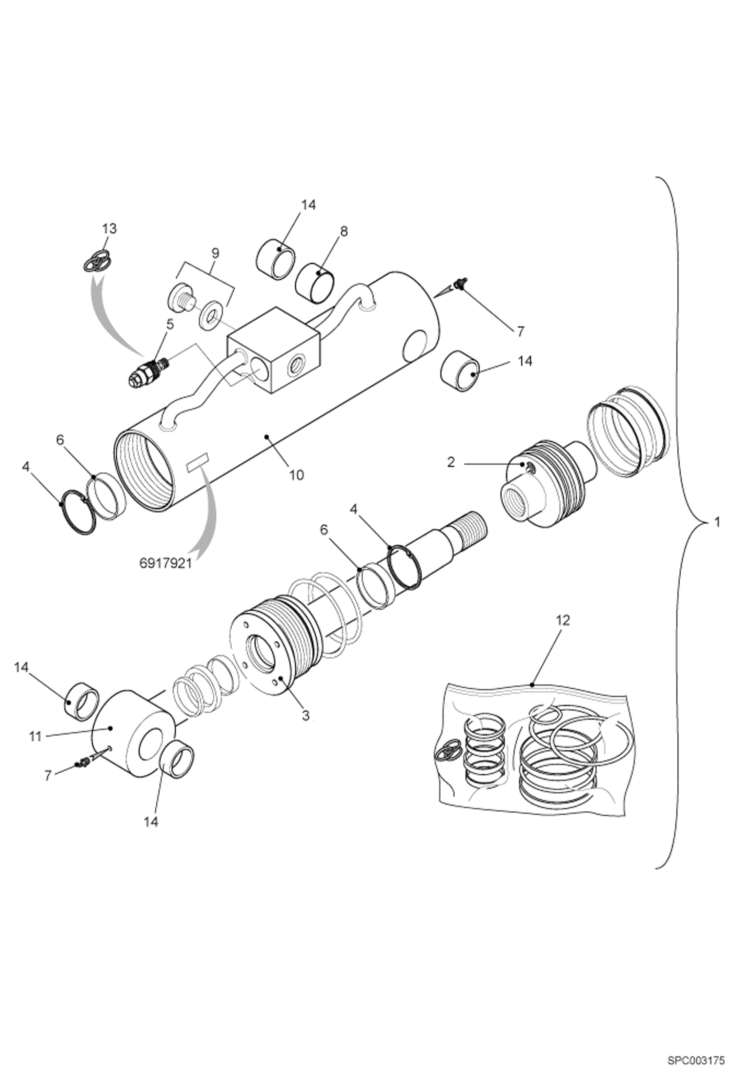 Схема запчастей Bobcat V518 - TILT CYLINDER (S/N 367612029 & Above, 367712022 & Above) HYDRAULIC SYSTEM