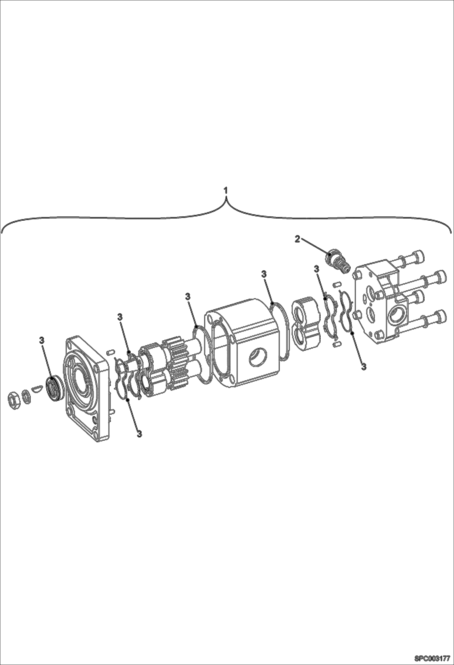 Схема запчастей Bobcat T35120SL - HYDRAULIC MOTOR (For cooler fan, 1 speed) (S/N 362712023 & Above, 362612050 & Above) HYDRAULIC SYSTEM