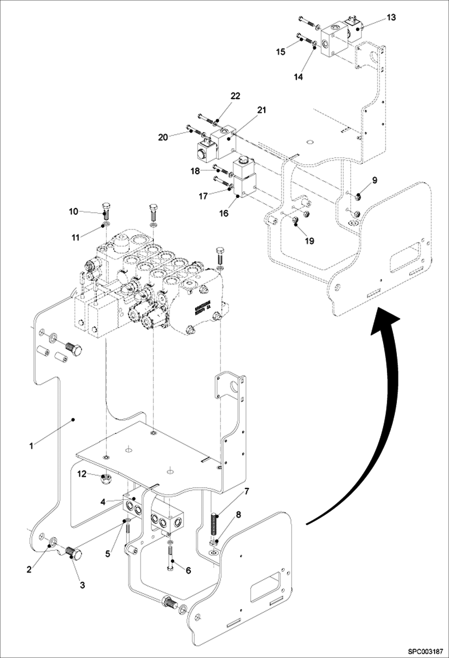 Схема запчастей Bobcat T35100L - HYDRAULIC CONTROL VALVE FIXATION HYDRAULIC SYSTEM