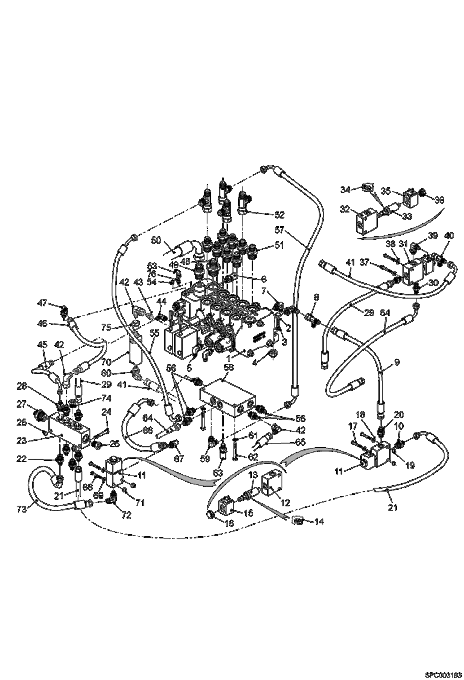 Схема запчастей Bobcat T35120SL - HYDRAULIC CONTROL VALVE INSTALLATION (S/N 362712027 & Above, 362612115 & Above) (S/N 363712022 & Above, 363812025 & Above) HYDRAULIC SYSTEM