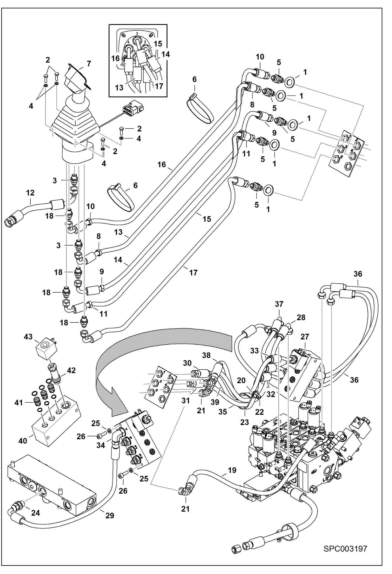 Схема запчастей Bobcat T2250 - HYDRAULIC CIRCUITRY (Pilot) (W/AMA) HYDRAULIC SYSTEM