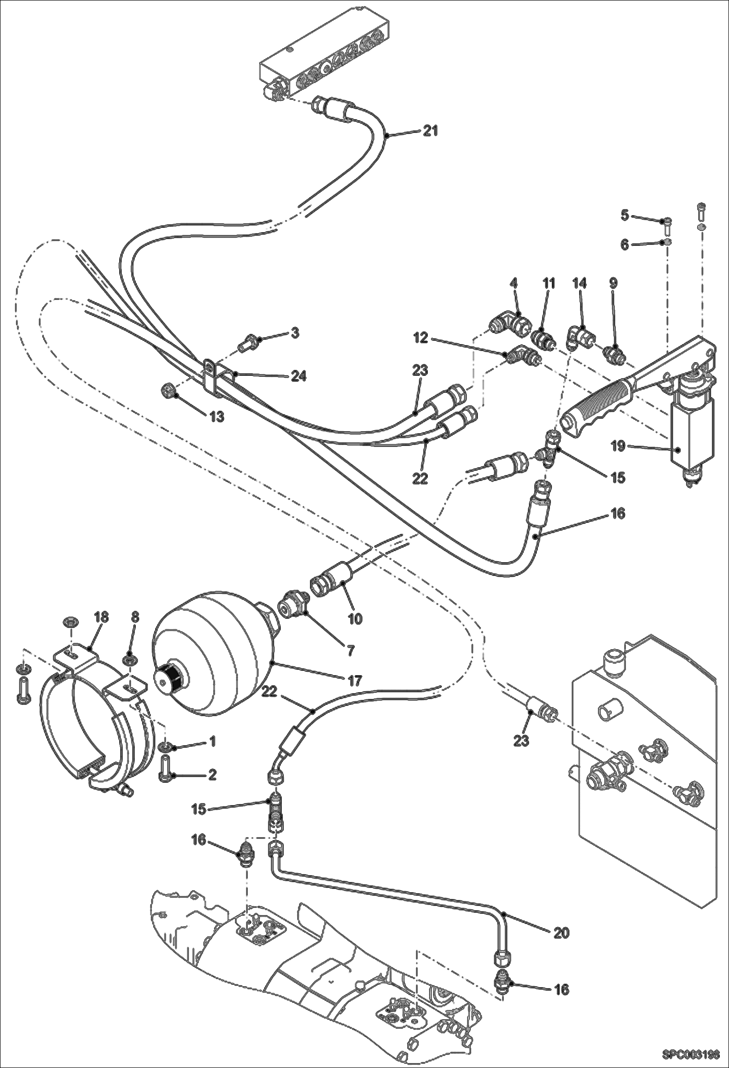 Схема запчастей Bobcat T2250 - HYDRAULIC CIRCUITRY (Parking Brake) (W/Accumulator) HYDRAULIC SYSTEM