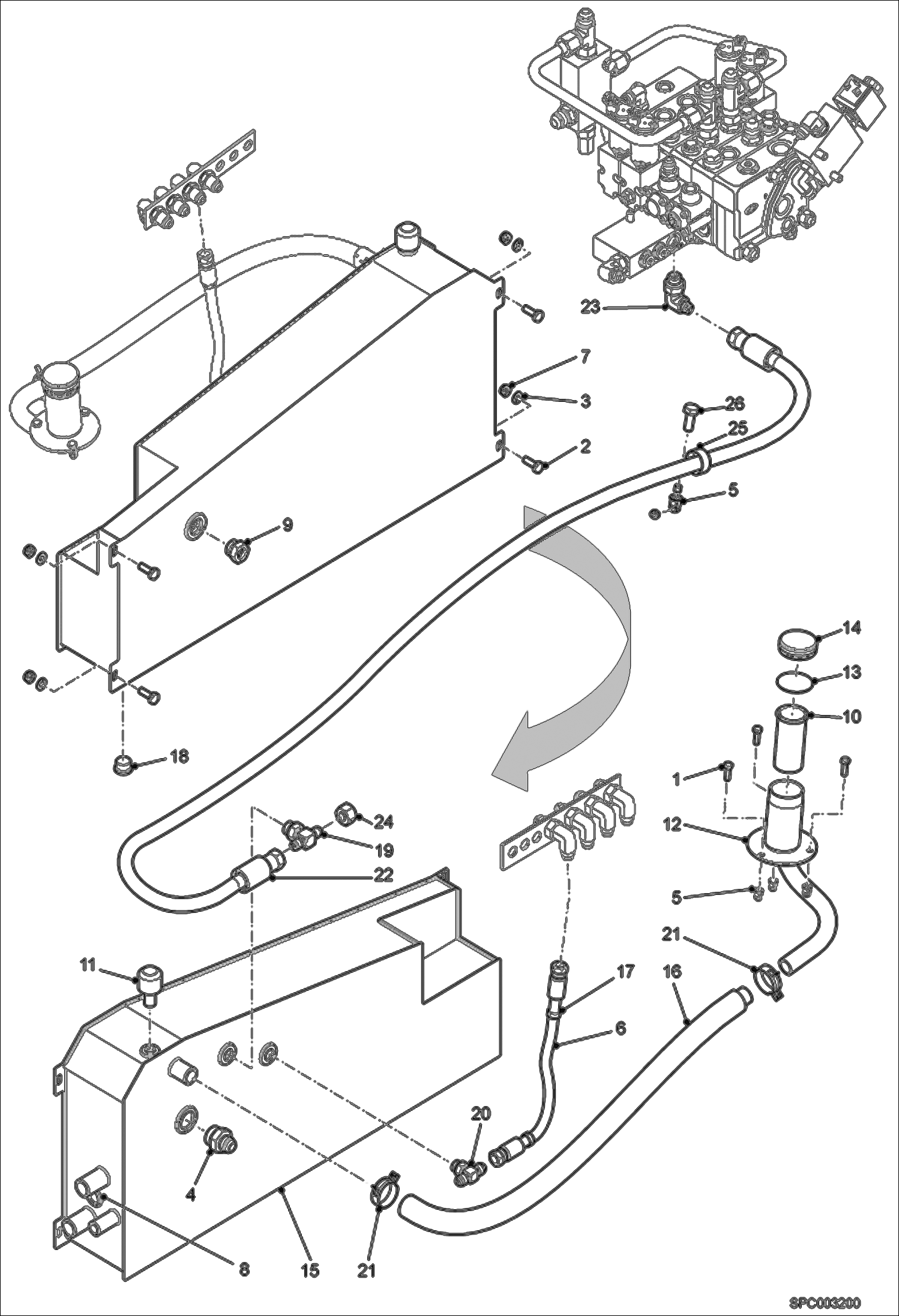 Схема запчастей Bobcat T2250 - HYDRAULIC CIRCUITRY (Oil Tank) HYDRAULIC SYSTEM