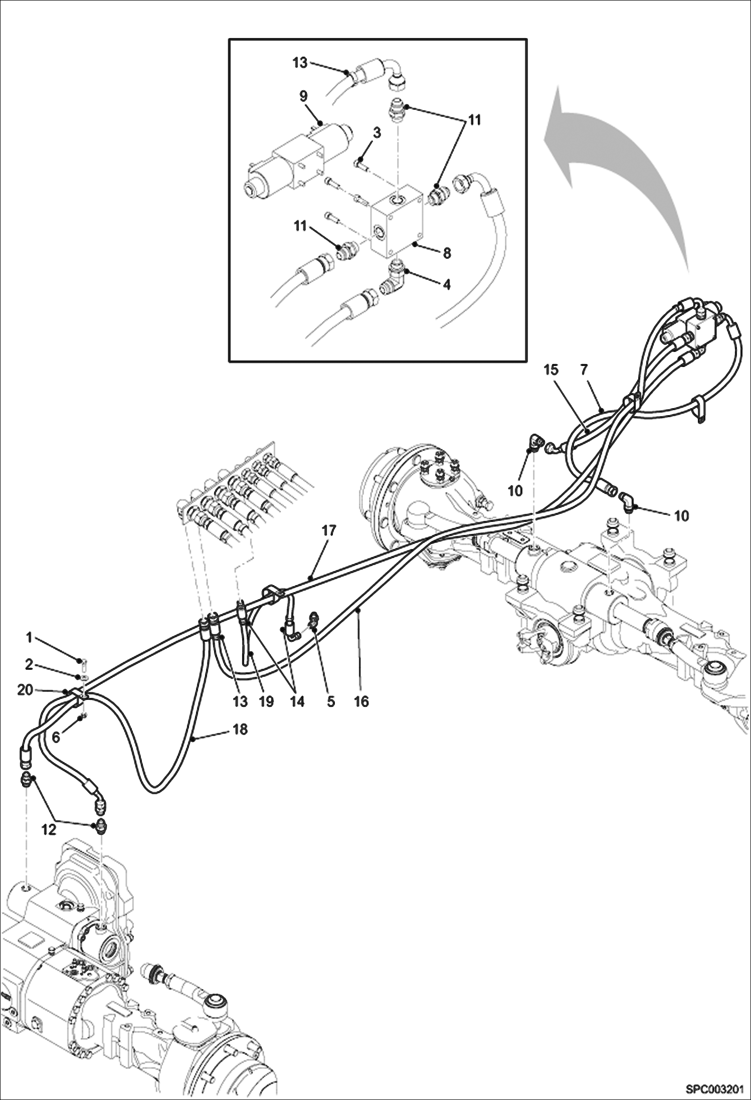 Схема запчастей Bobcat T2250 - HYDRAULIC CIRCUITRY HYDRAULIC SYSTEM