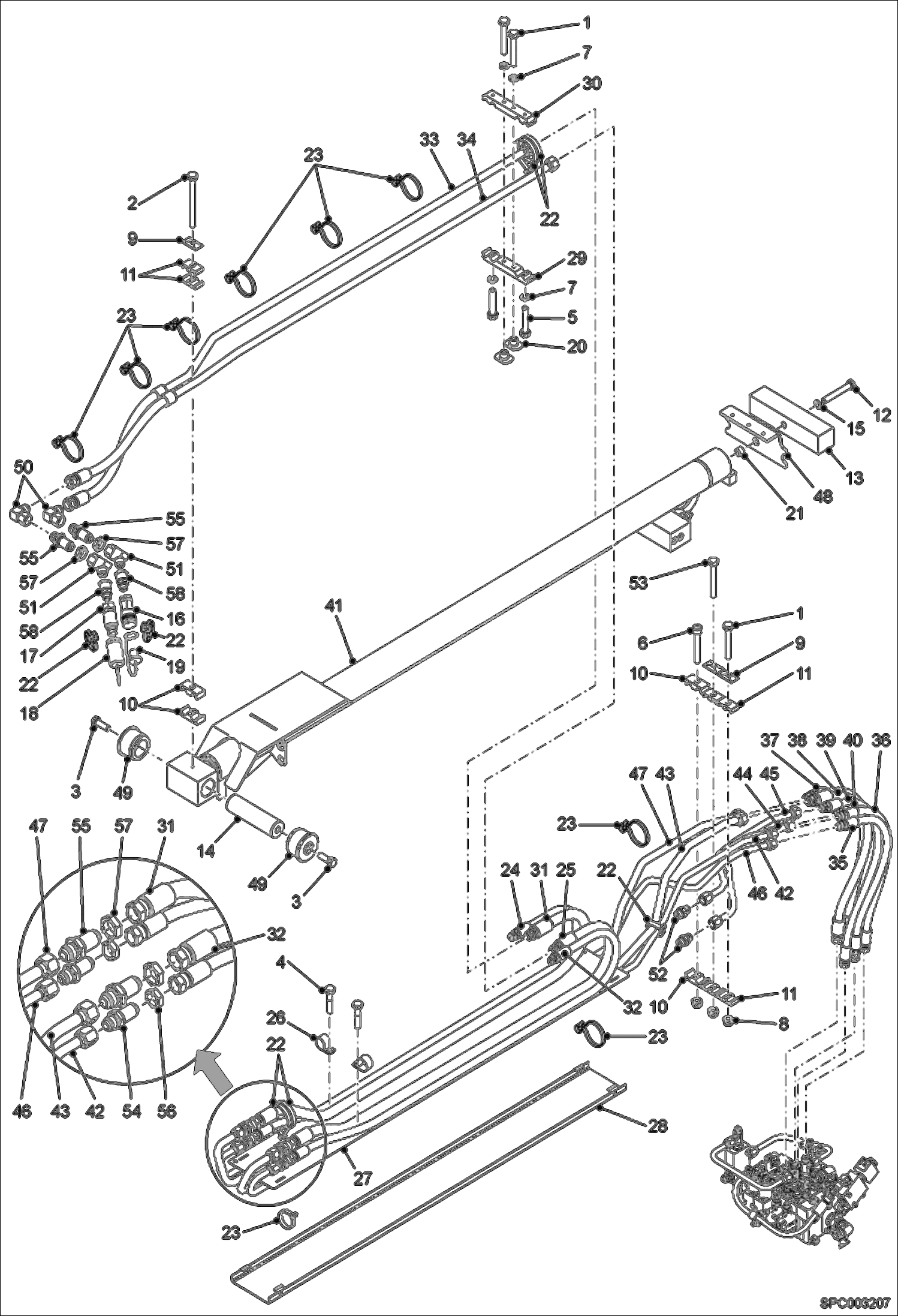 Схема запчастей Bobcat V417 - HYDRAULIC CIRCUITRY (Boom) (S/N AC1C11001 & Above) HYDRAULIC SYSTEM