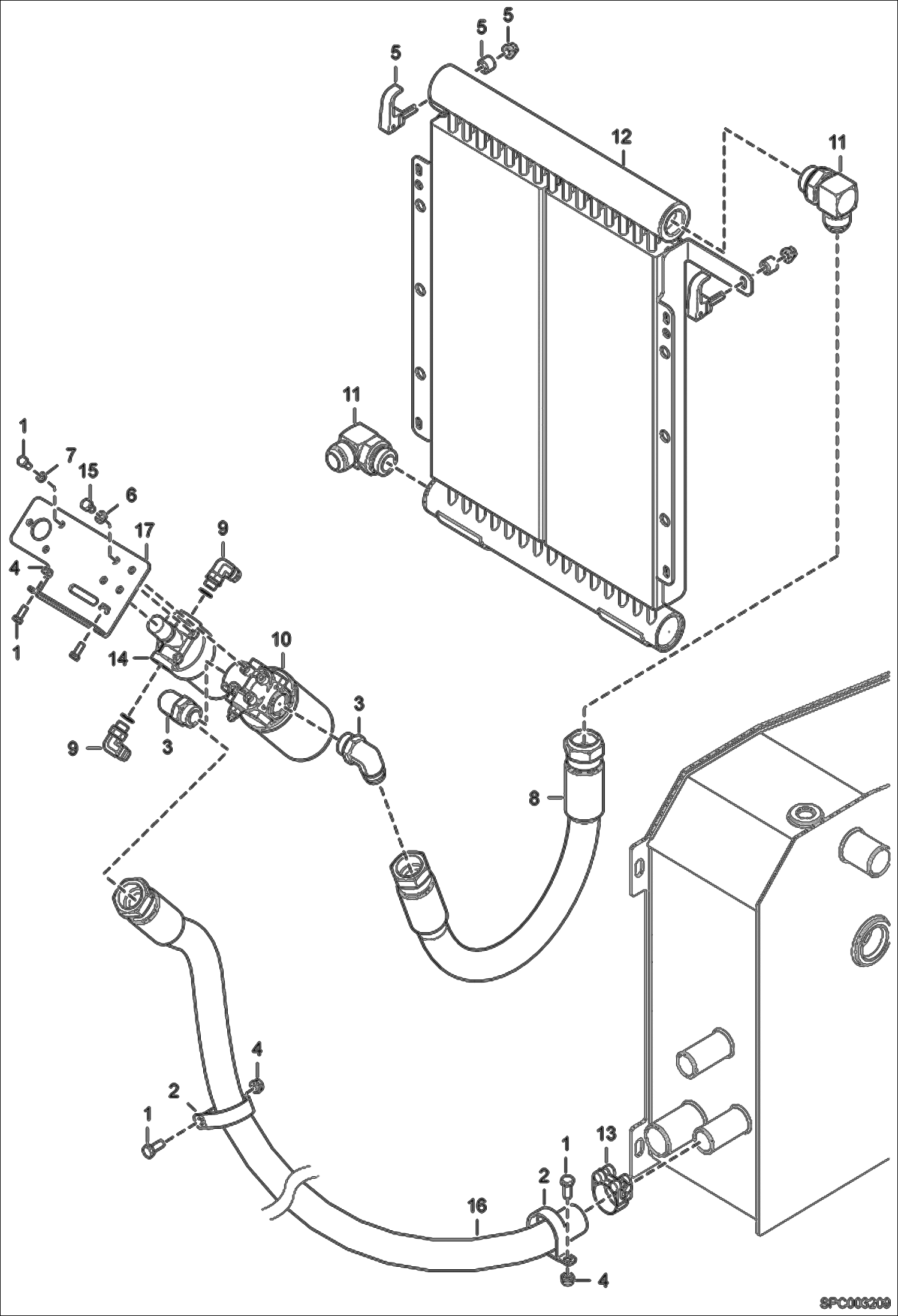 Схема запчастей Bobcat T2250 - HYDRAULIC CIRCUITRY (Cooling) HYDRAULIC SYSTEM