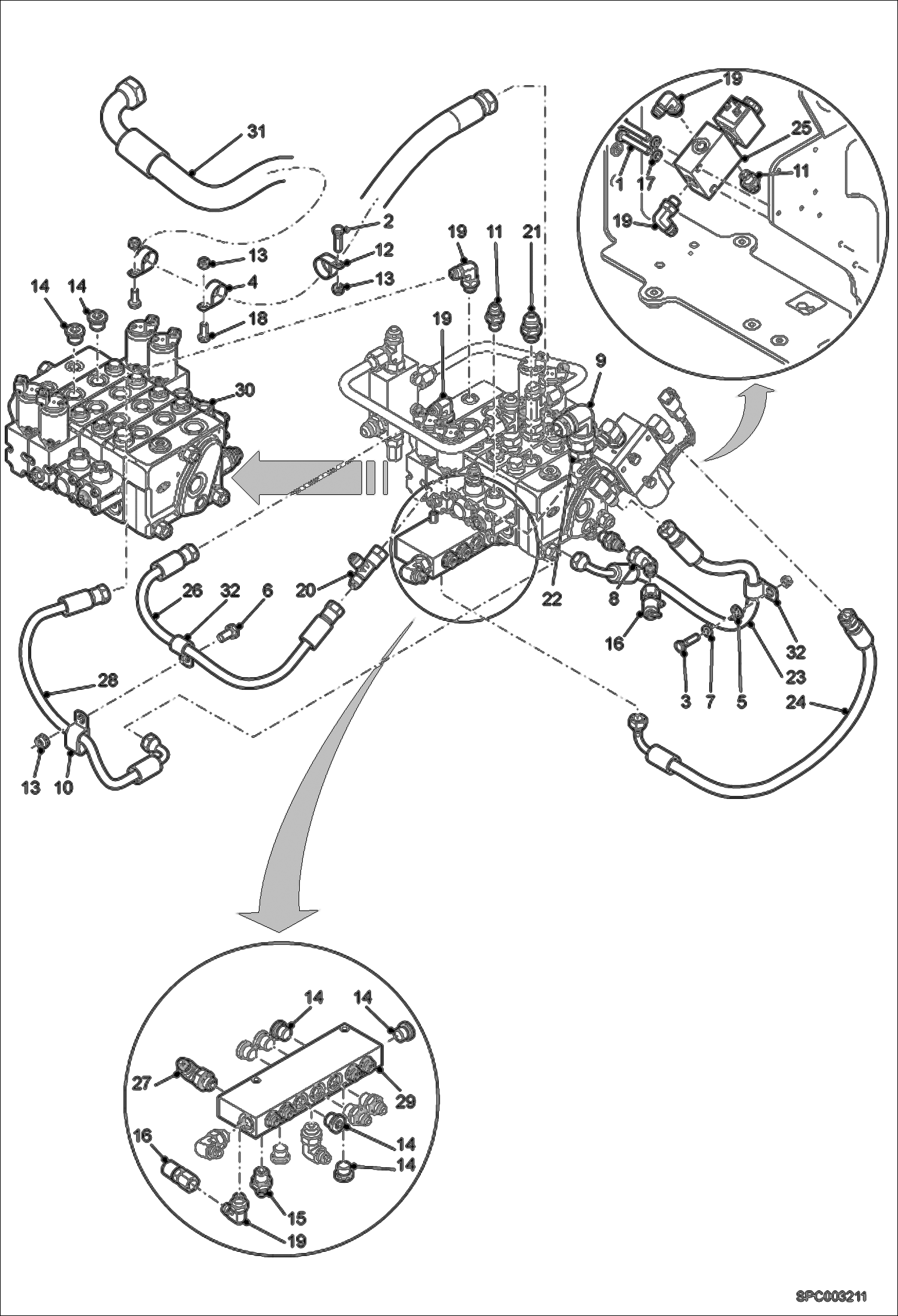 Схема запчастей Bobcat T2250 - HYDRAULIC CIRCUITRY (Control Valve) (S/N A85911000 - 11152) HYDRAULIC SYSTEM