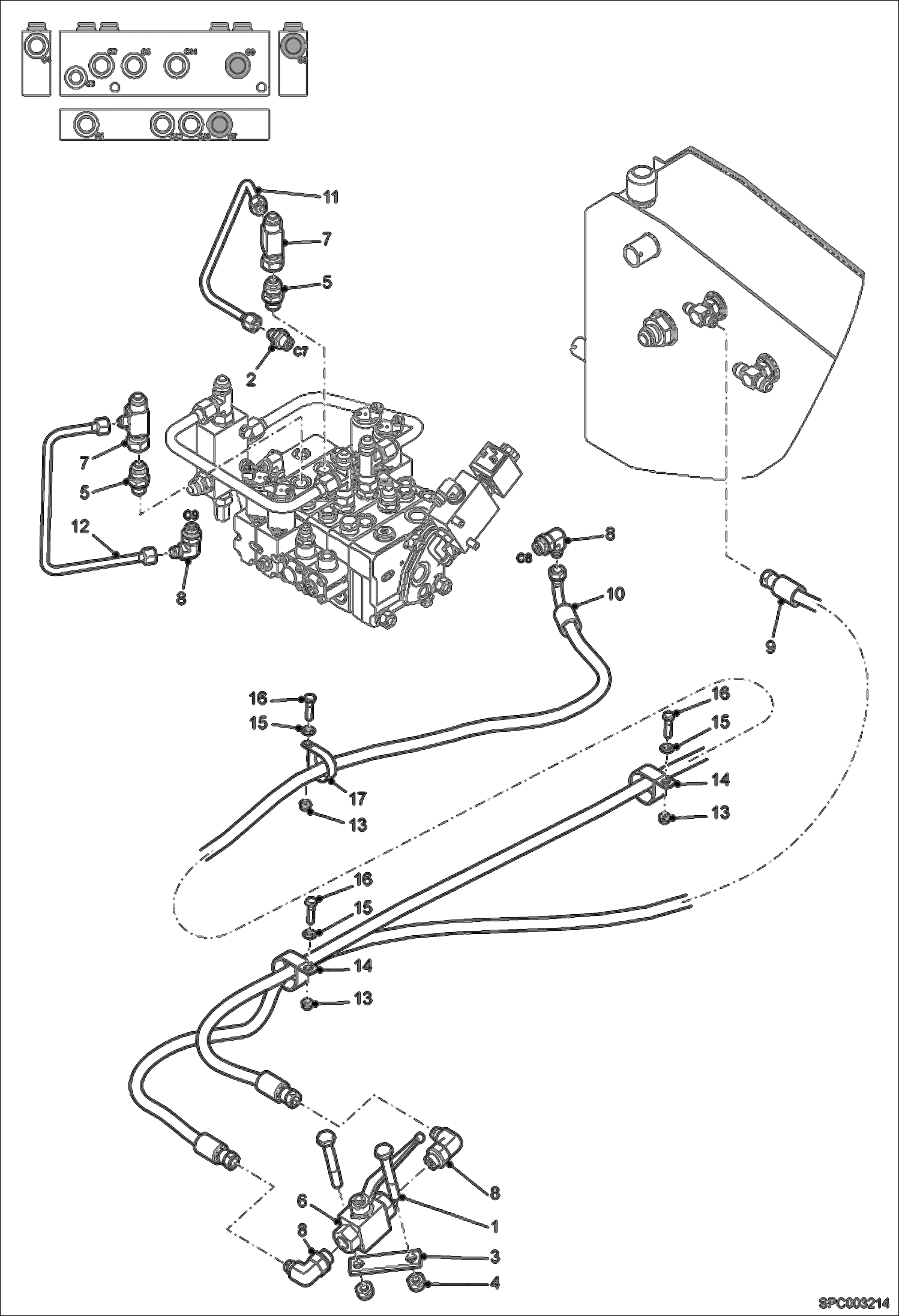 Схема запчастей Bobcat V417 - HYDRAULIC CIRCUITRY (Unlock Valve) HYDRAULIC SYSTEM