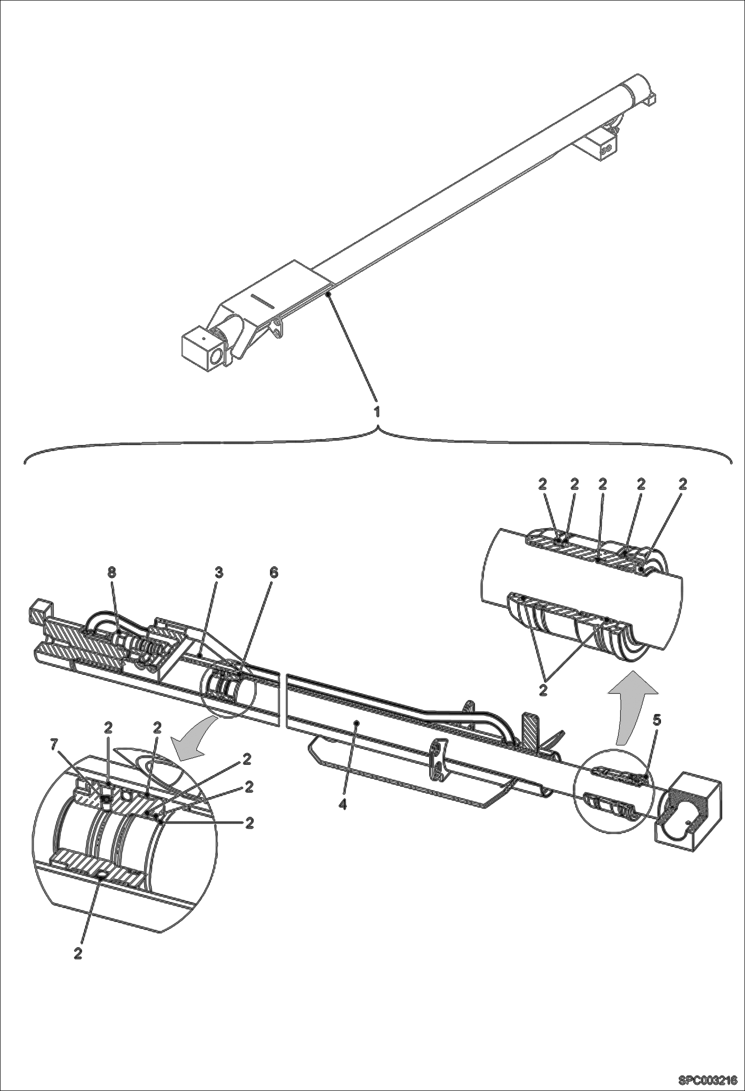 Схема запчастей Bobcat T2250 - TELESCOPE CYLINDER HYDRAULIC SYSTEM