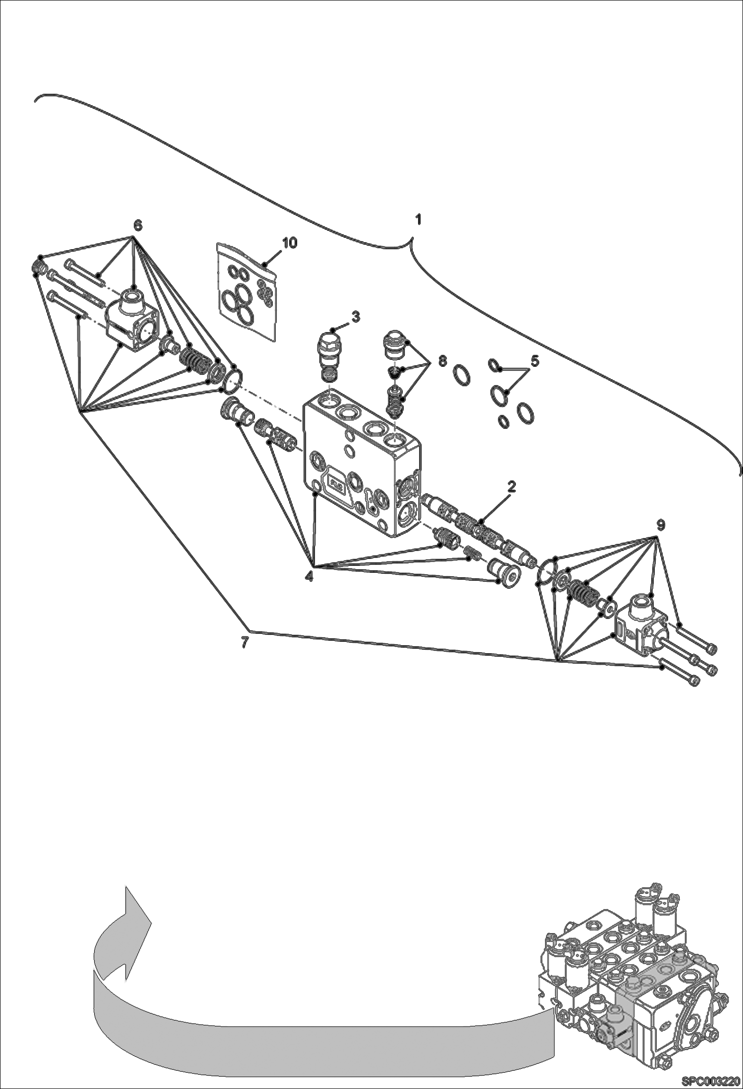 Схема запчастей Bobcat V417 - CONTROL VALVE SECTION (Lift Section) (S/N AC1C11001 - 11238, AC1D11001 - 11999) HYDRAULIC SYSTEM