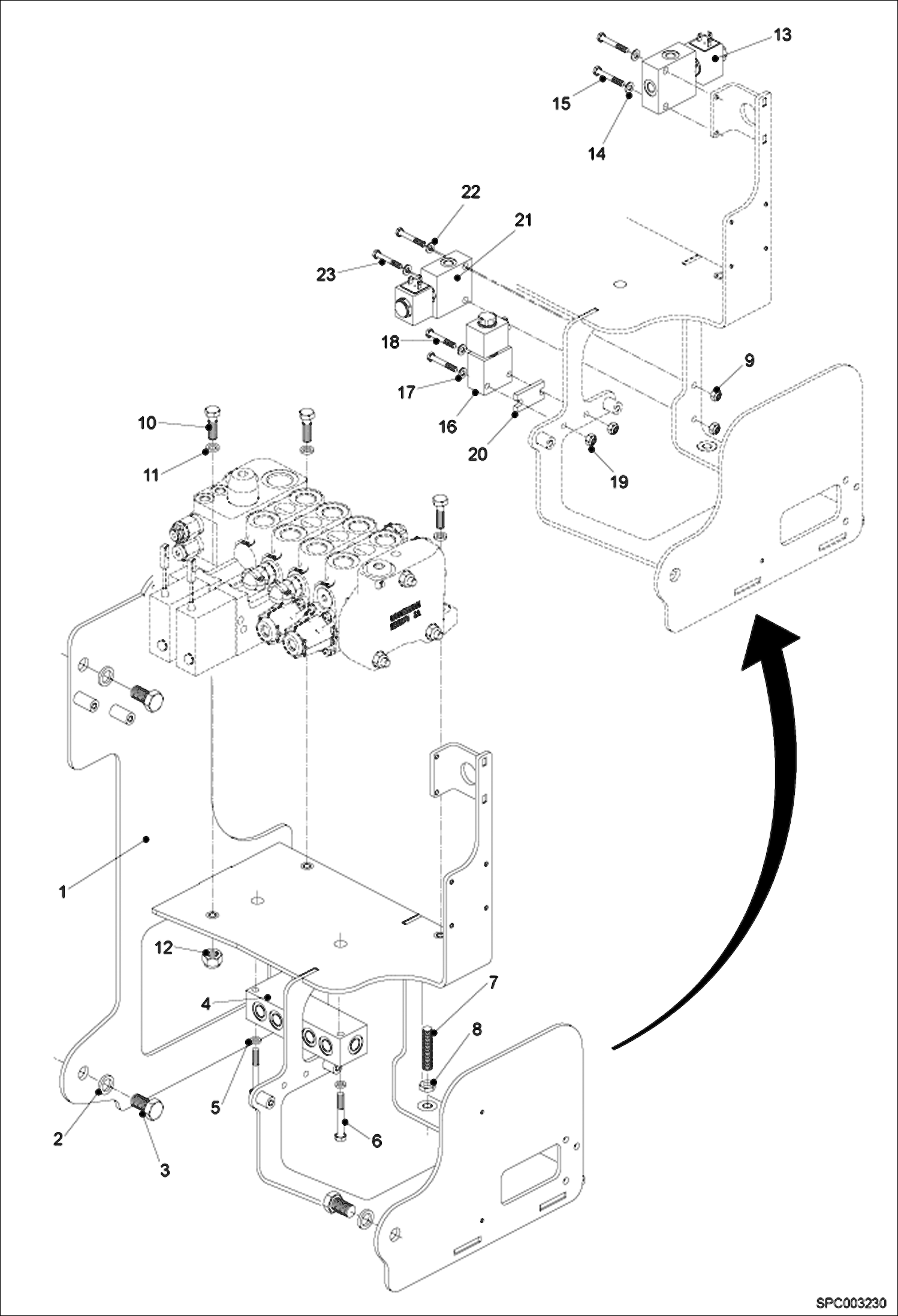 Схема запчастей Bobcat T35120L - HYDRAULIC CONTROL VALVE FIXATION (S/N A8GJ11001 - 14999, A8GV11001 - 14999) HYDRAULIC SYSTEM