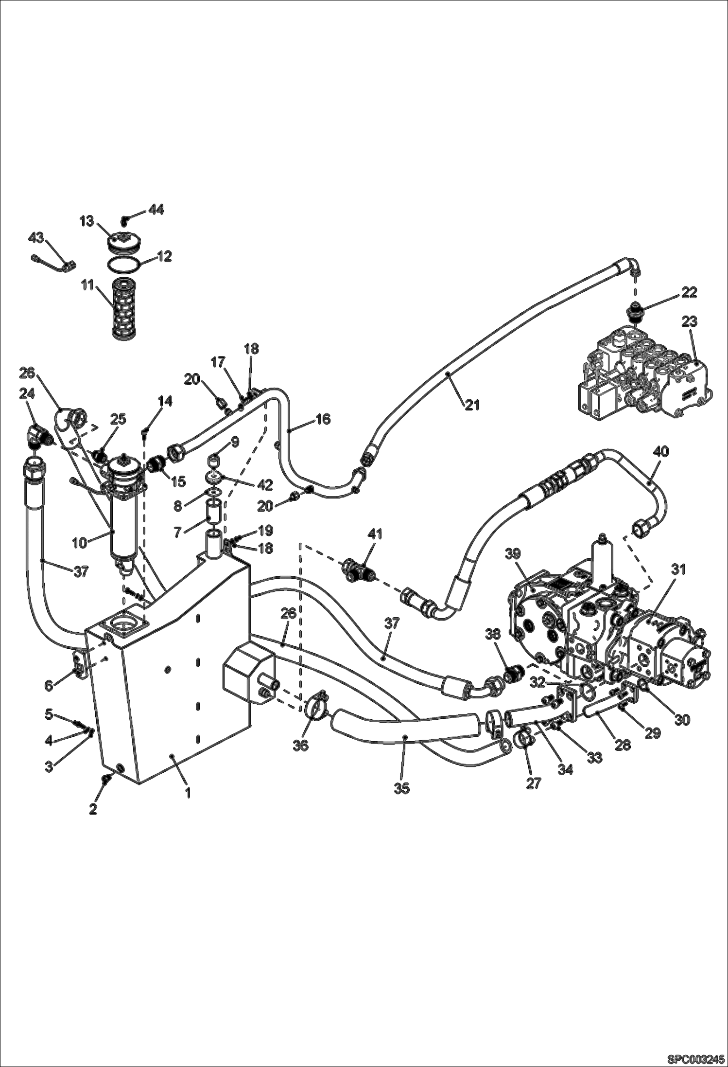 Схема запчастей Bobcat T2556 - HYDRAULIC TANK INSTALLATION HYDRAULIC SYSTEM