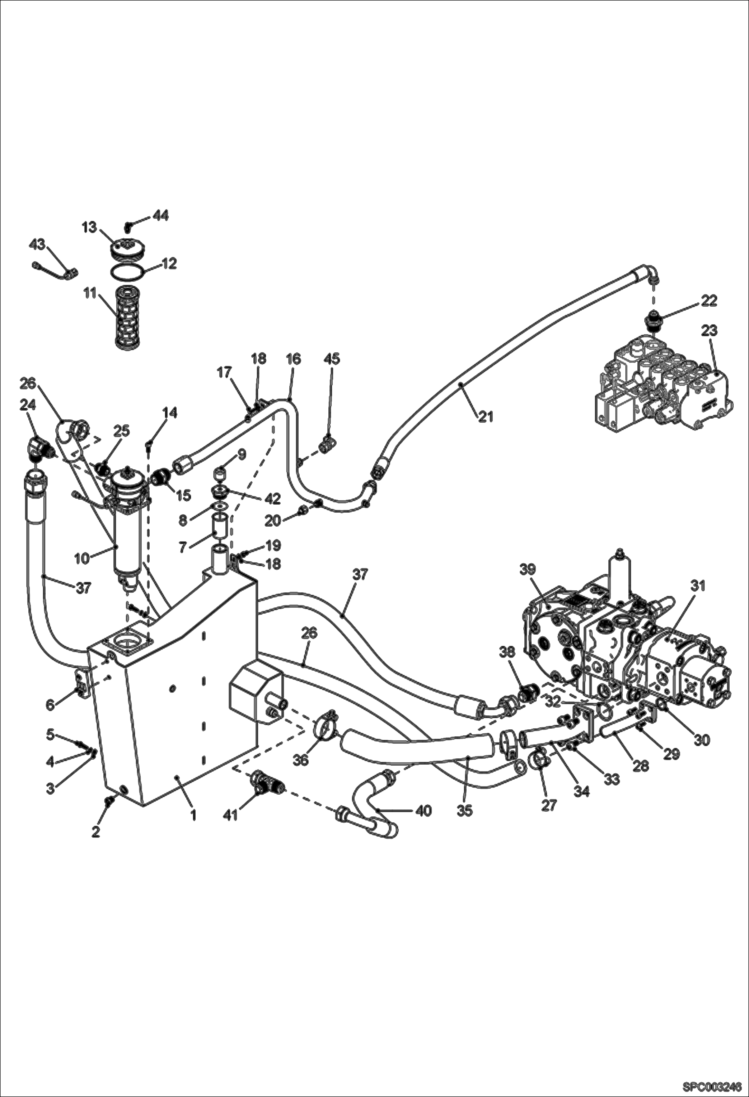 Схема запчастей Bobcat T35120L - HYDRAULIC TANK INSTALLATION HYDRAULIC SYSTEM