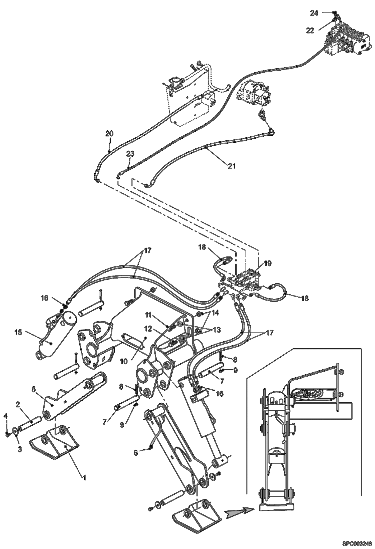 Схема запчастей Bobcat T35120L - STABILIZERS INSTALLATION (S/N A8GJ11001 & Above) HYDRAULIC SYSTEM