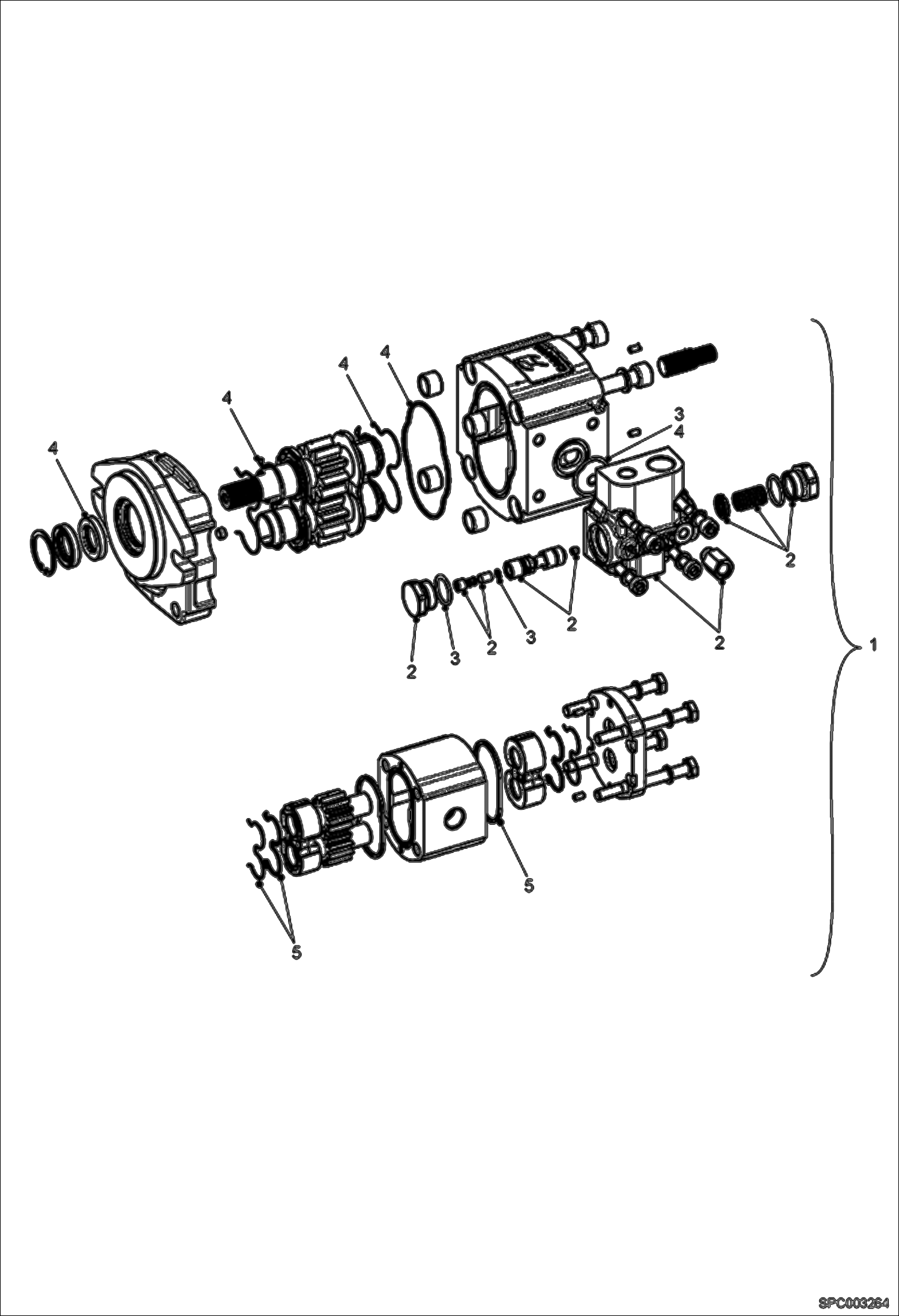 Схема запчастей Bobcat V518 - HYDRAULIC PUMP ASSY HYDRAULIC SYSTEM