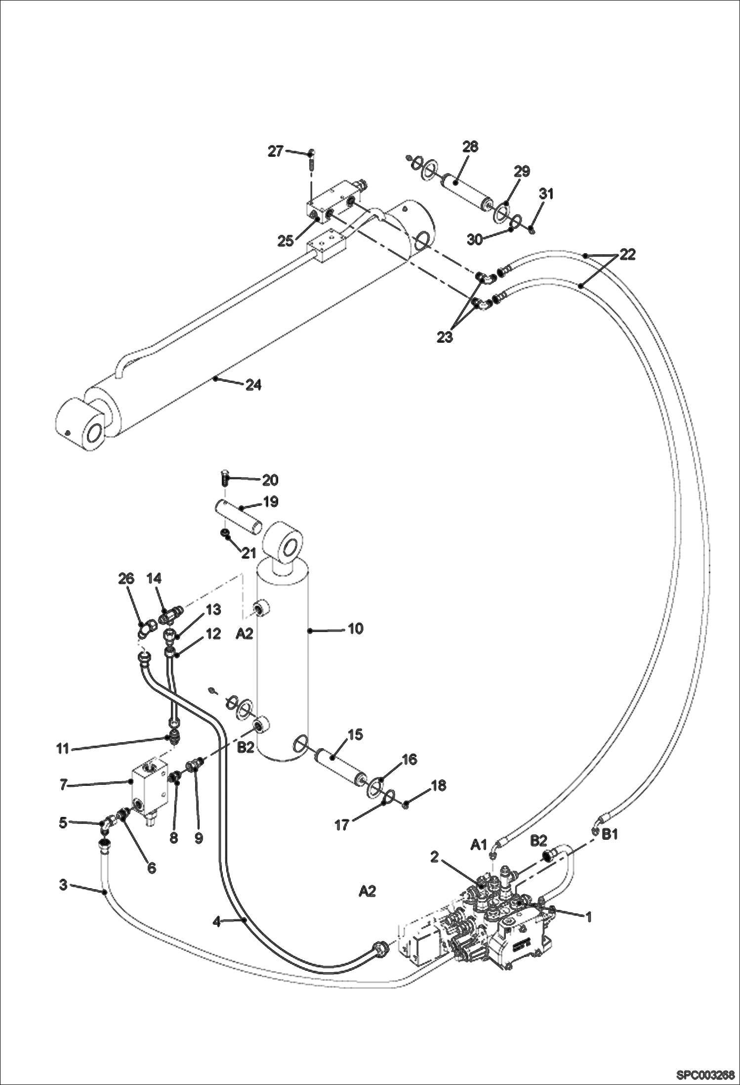 Схема запчастей Bobcat T3571 - LIFT & COMPENSATION CYLINDER INSTALLATION HYDRAULIC SYSTEM