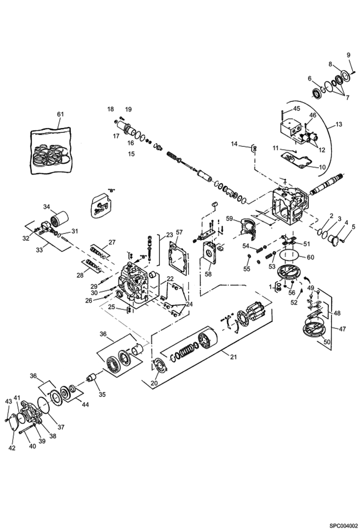 Схема запчастей Bobcat T40140 - HYDROSTATIC PUMP ASSY (S/N 363211001 - 11116, 363311001 - 11181) HYDROSTATIC SYSTEM