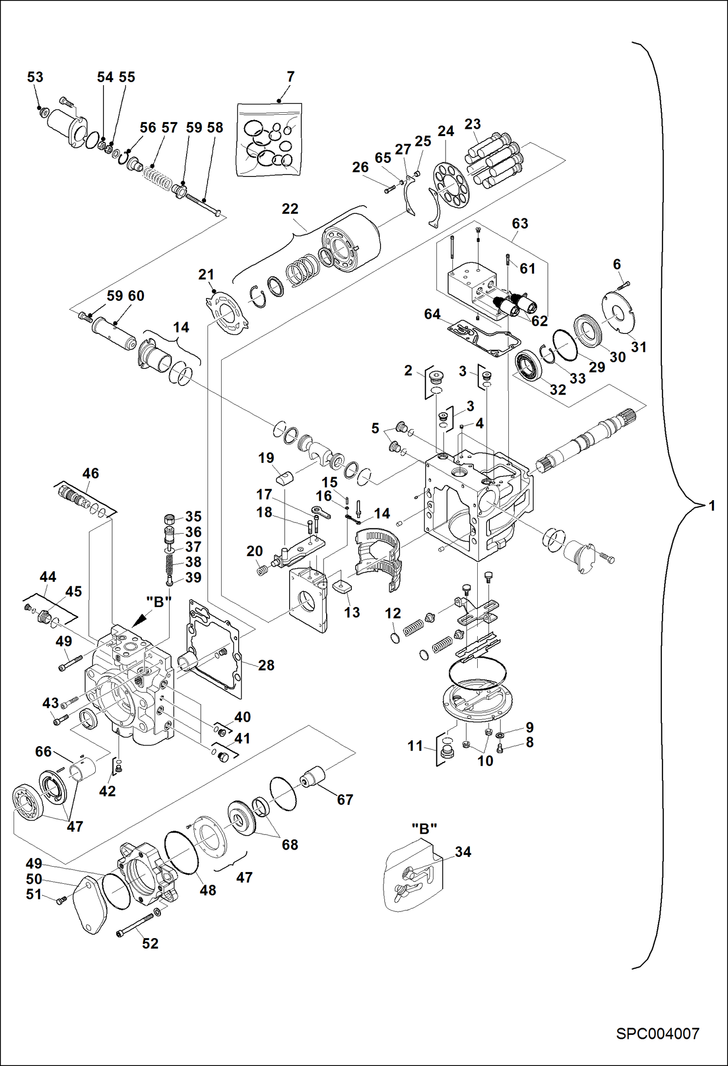 Схема запчастей Bobcat T2556 - HYDROSTATIC PUMP ASSY HYDROSTATIC SYSTEM