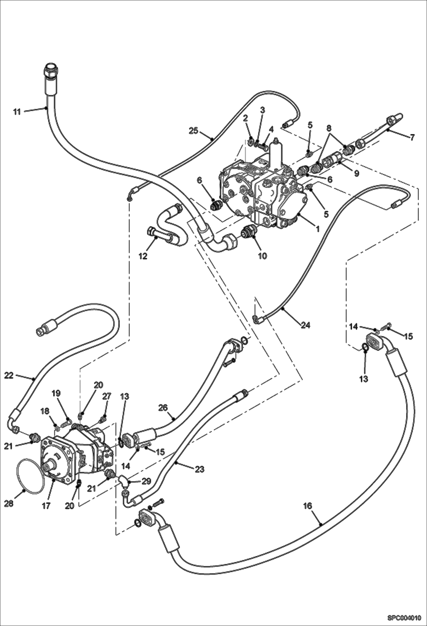 Схема запчастей Bobcat T40140 - HYDROSTATIC HOSES AND FITTINGS HYDROSTATIC SYSTEM