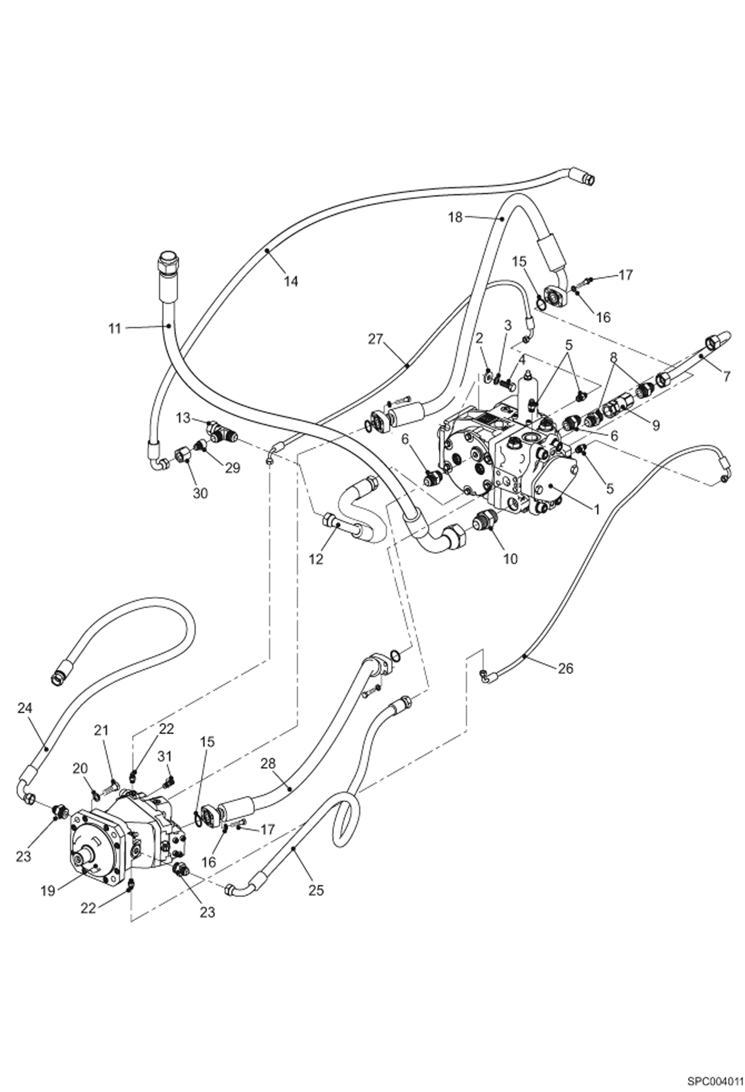 Схема запчастей Bobcat V723 - HYDROSTATIC HOSES AND FITTINGS HYDROSTATIC SYSTEM