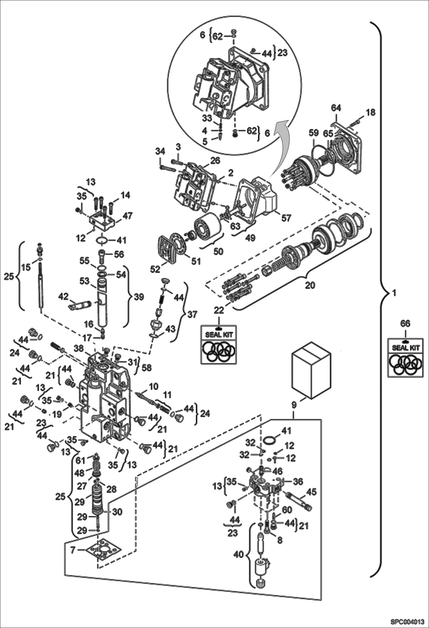 Схема запчастей Bobcat T40170 - HYDROSTATIC MOTOR ASSY HYDROSTATIC SYSTEM