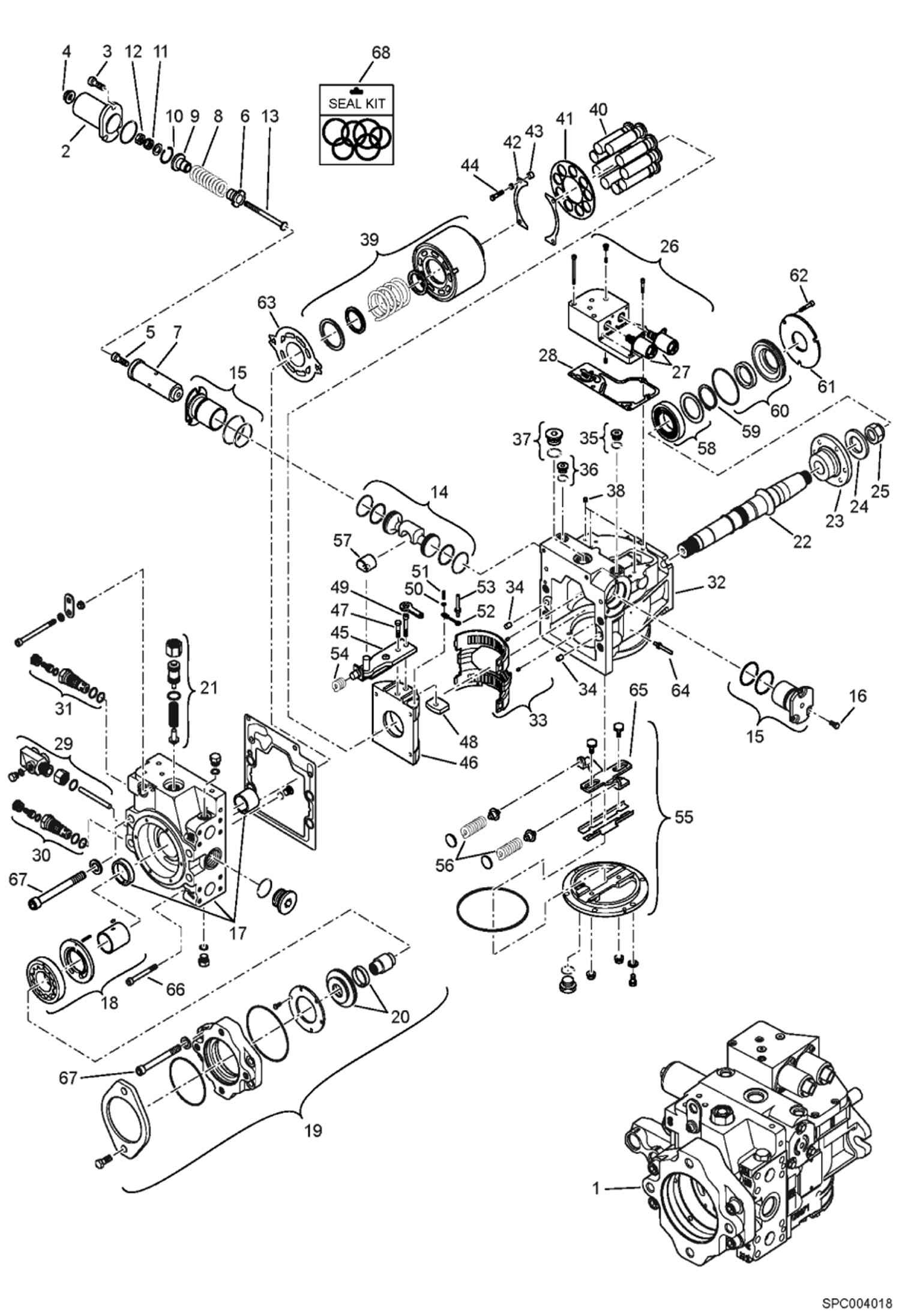 Схема запчастей Bobcat V417 - HYDROSTATIC PUMP ASSY (Series 90 Pump) HYDROSTATIC SYSTEM