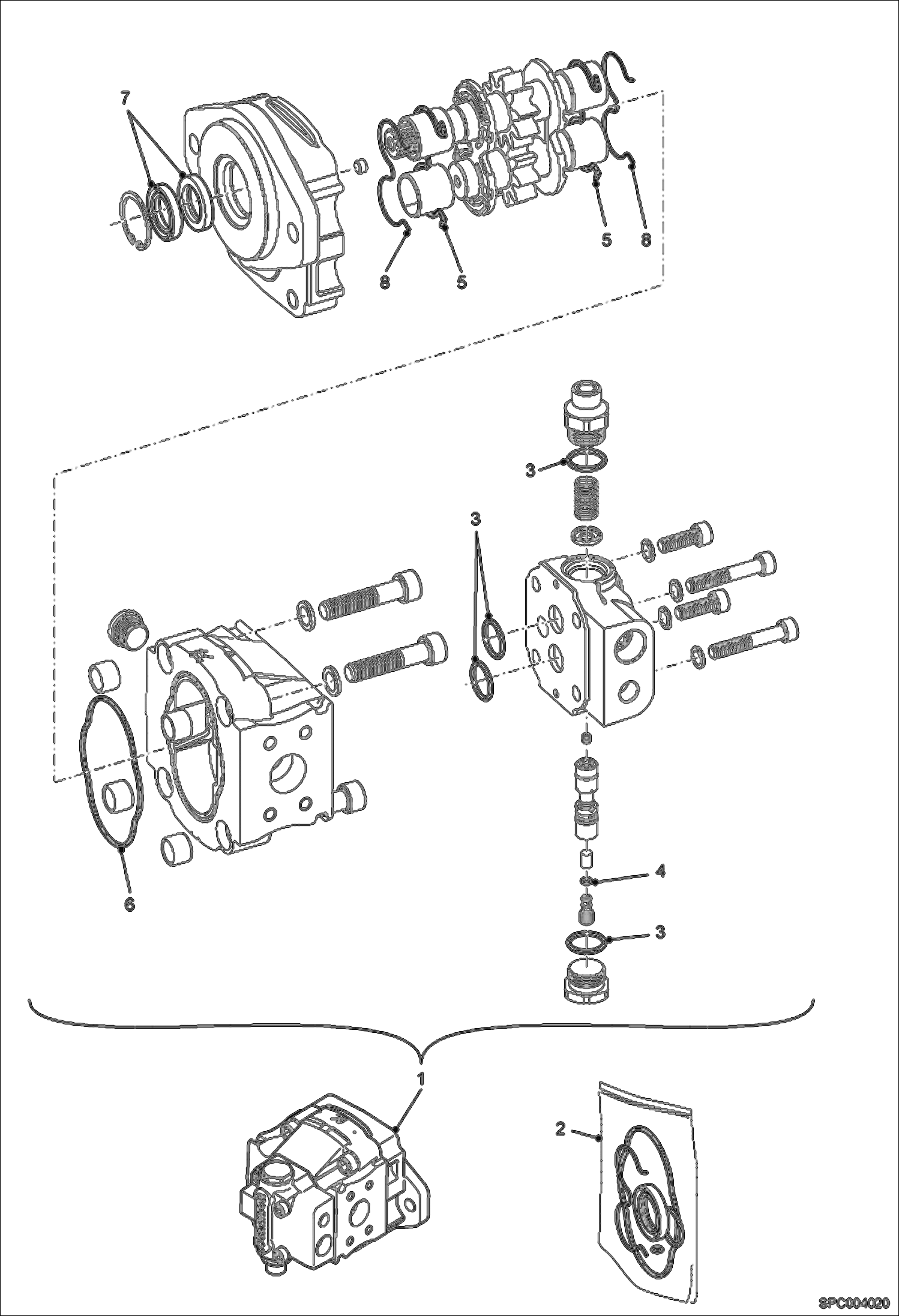 Схема запчастей Bobcat V417 - HYDRAULIC PUMP ASSY HYDROSTATIC SYSTEM