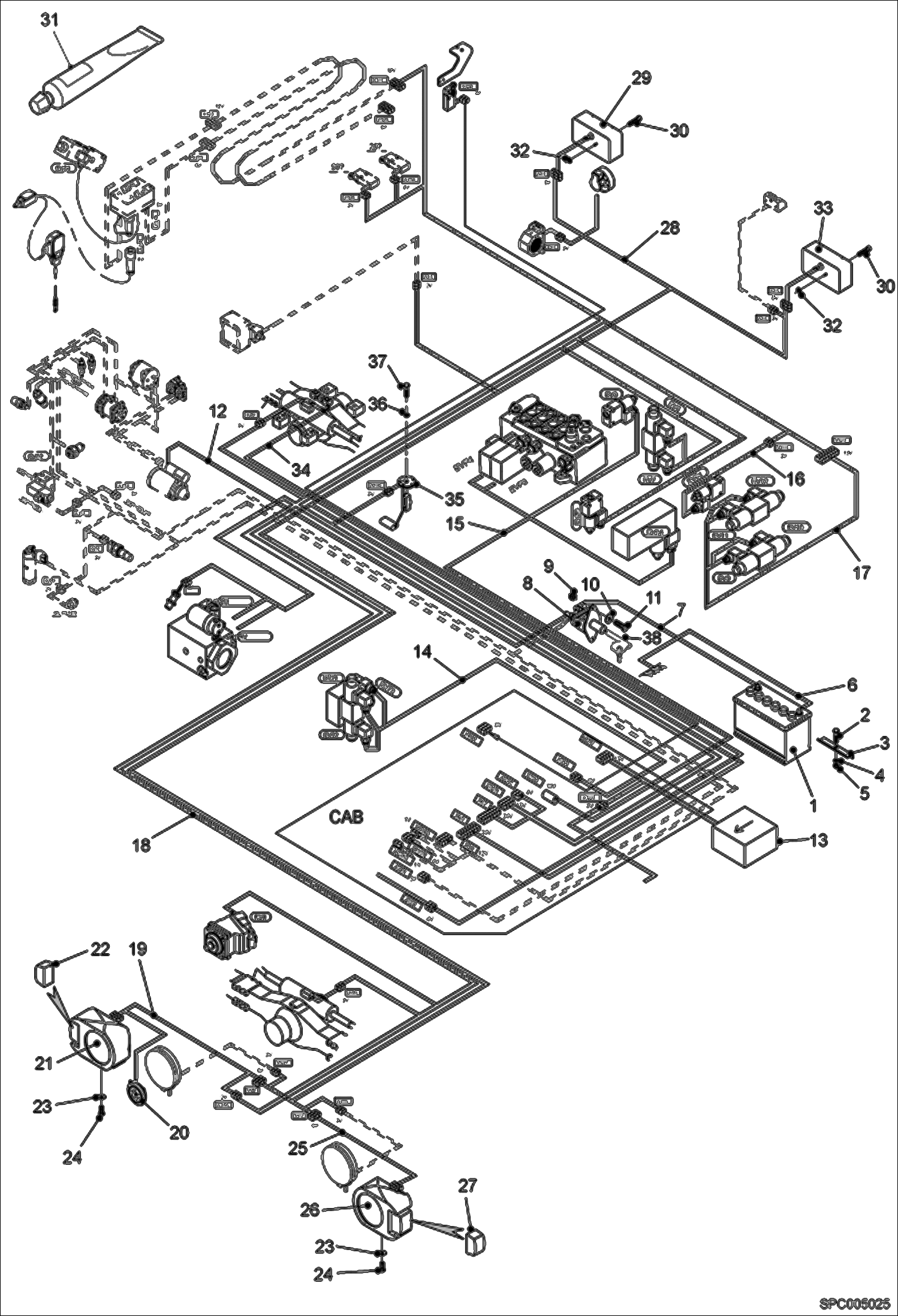 Схема запчастей Bobcat V723 - ELECTRICAL CIRCUIT CHASSIS ELECTRICAL SYSTEM