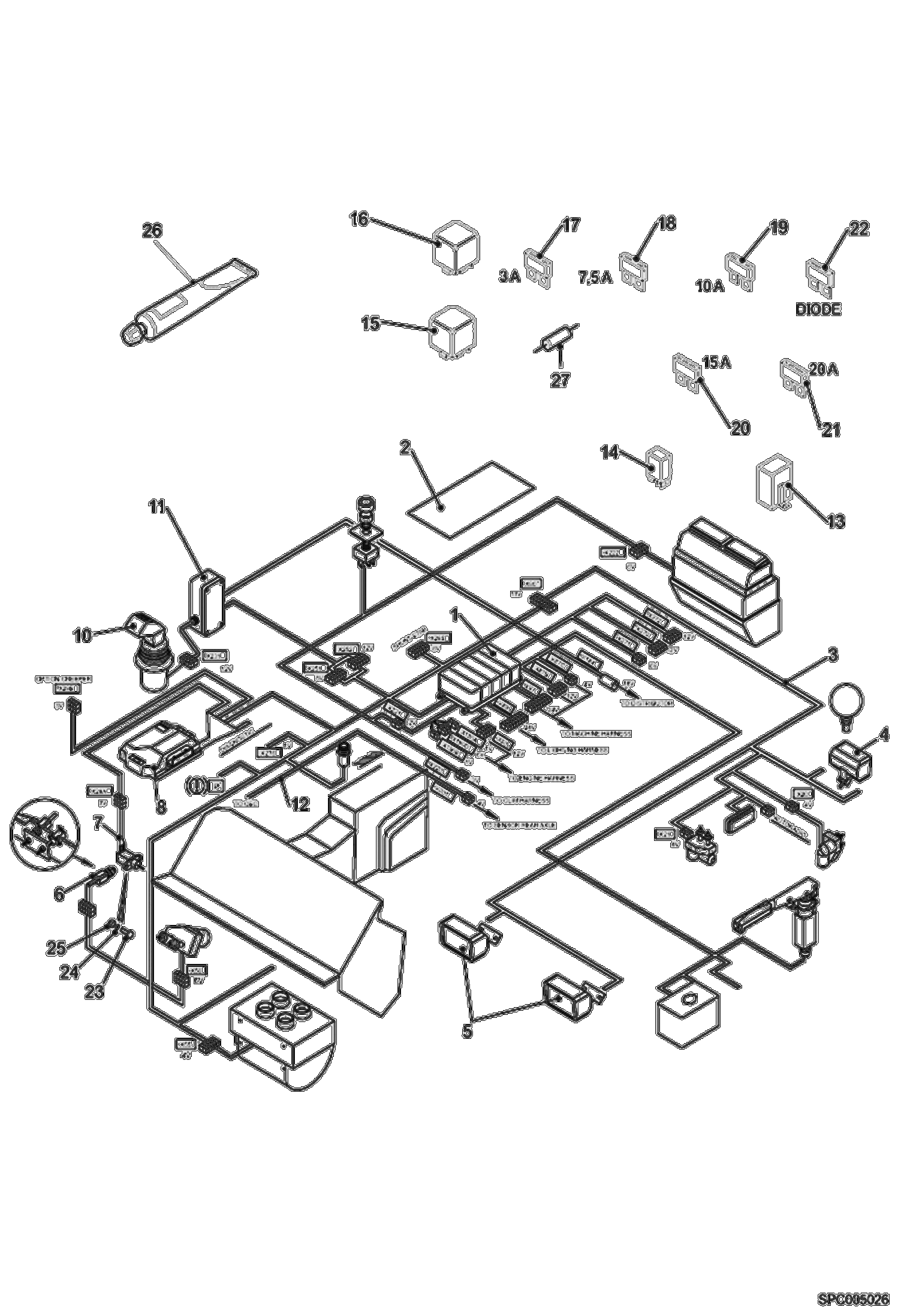 Схема запчастей Bobcat T2556 - ELECTRICAL CIRCUIT CAB ELECTRICAL SYSTEM