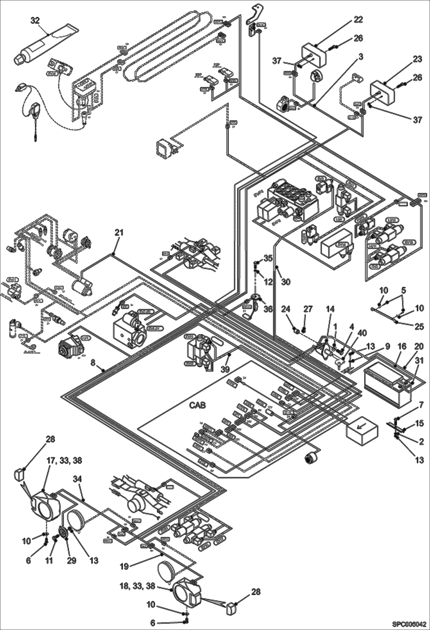 Схема запчастей Bobcat V723 - ELECTRICAL CIRCUIT CHASSIS ELECTRICAL SYSTEM