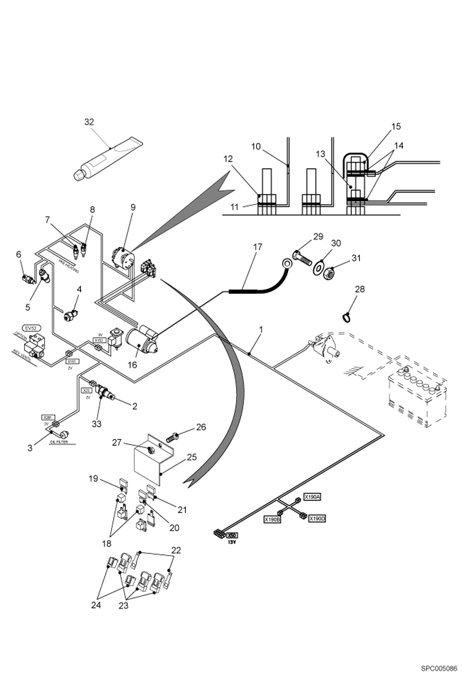 Схема запчастей Bobcat T2556 - ELECTRICAL CIRCUIT ENGINE ELECTRICAL SYSTEM