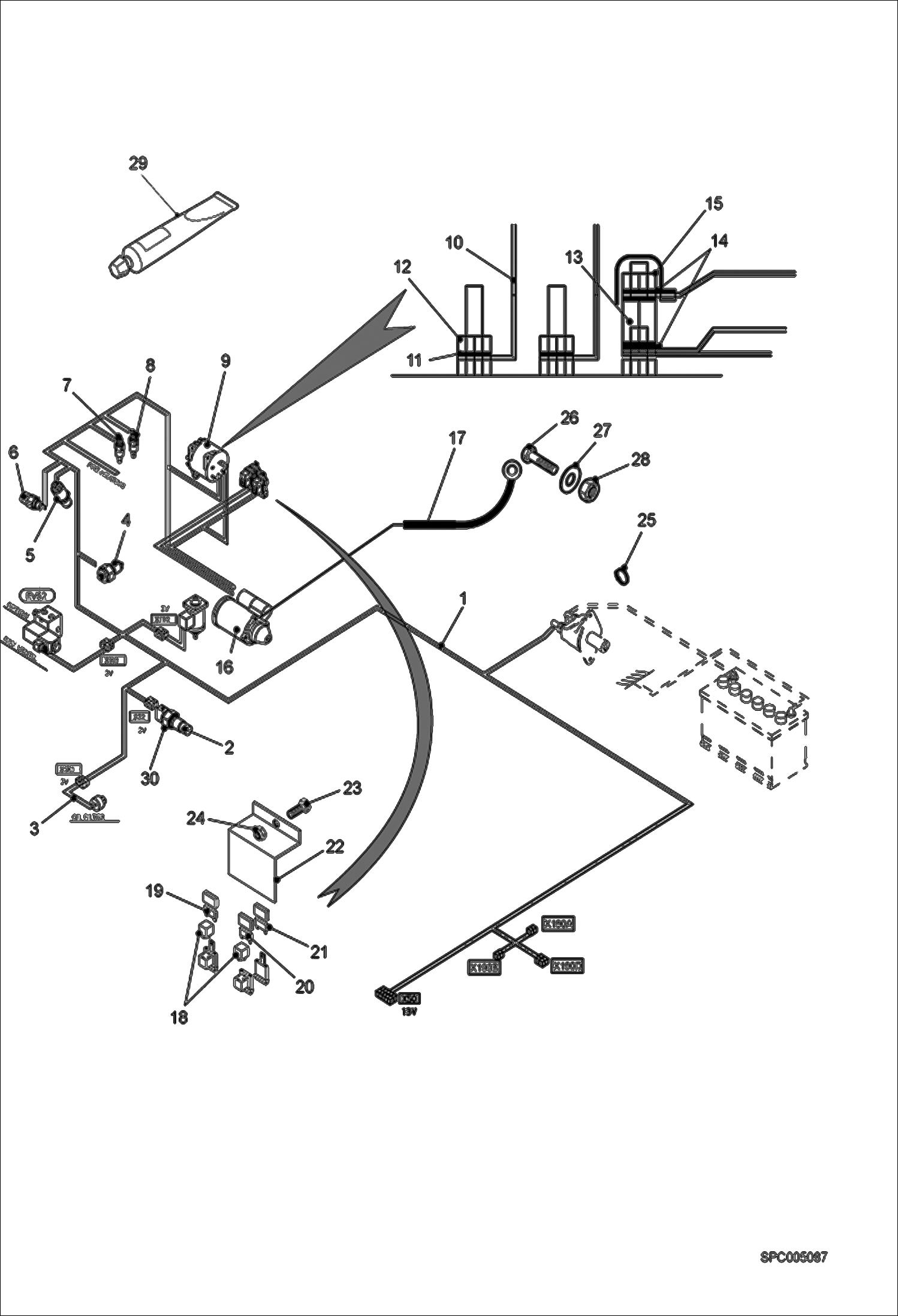 Схема запчастей Bobcat V518 - ELECTRICAL CIRCUIT ENGINE ELECTRICAL SYSTEM