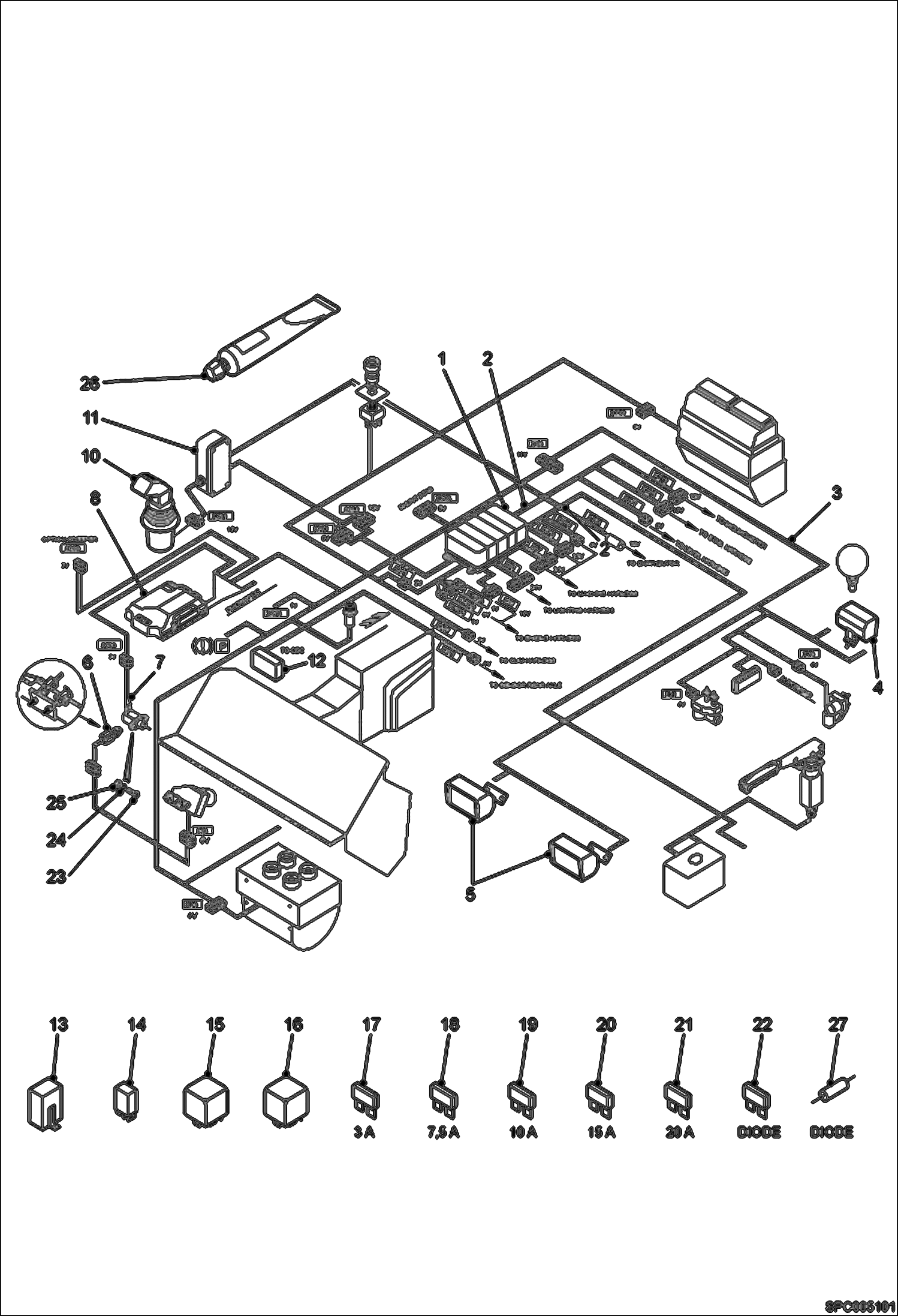 Схема запчастей Bobcat T35100L - ELECTRICAL CIRCUIT CAB (S/N A8HD11001 - 12000, A8GW11001 - 12000, A8GT11001 - 12000) ELECTRICAL SYSTEM