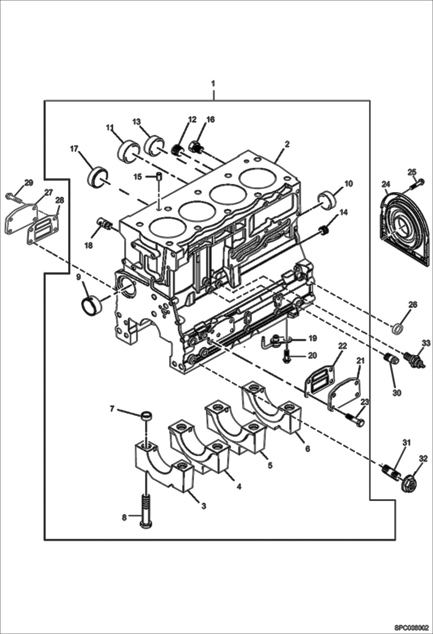 Схема запчастей Bobcat T35120L - CYLINDER BLOCK POWER UNIT