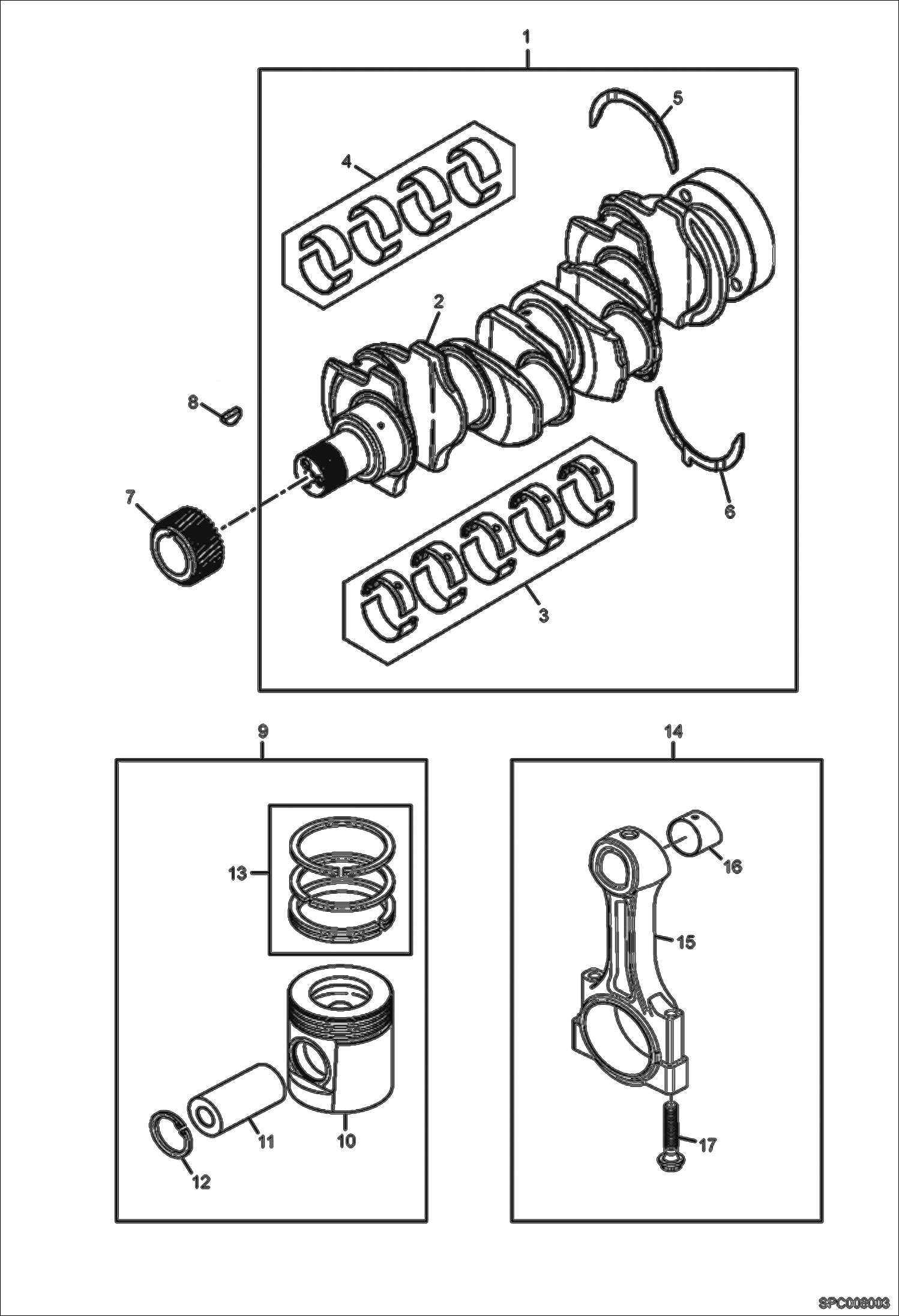 Схема запчастей Bobcat T35120L - CRANKSHAFT - PISTONS POWER UNIT