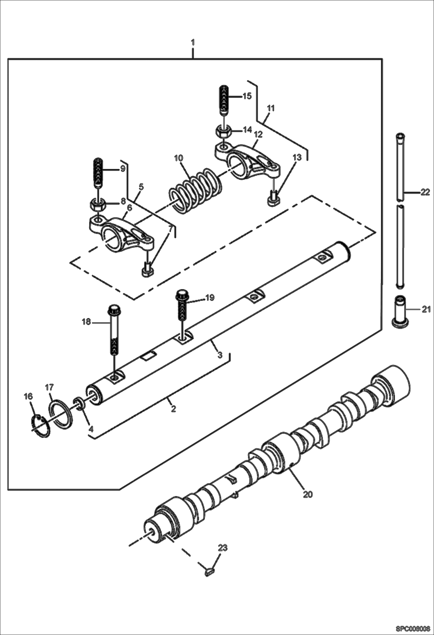 Схема запчастей Bobcat T2556 - ROCKER SHAFT POWER UNIT