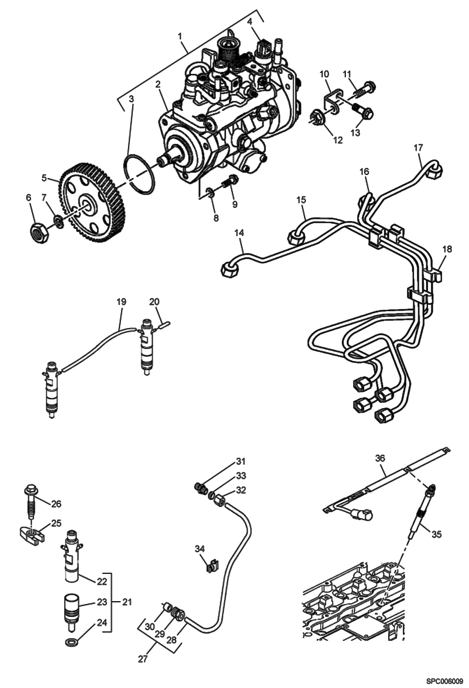 Схема запчастей Bobcat T35120L - FUEL INJECTION EQUIPMENT POWER UNIT