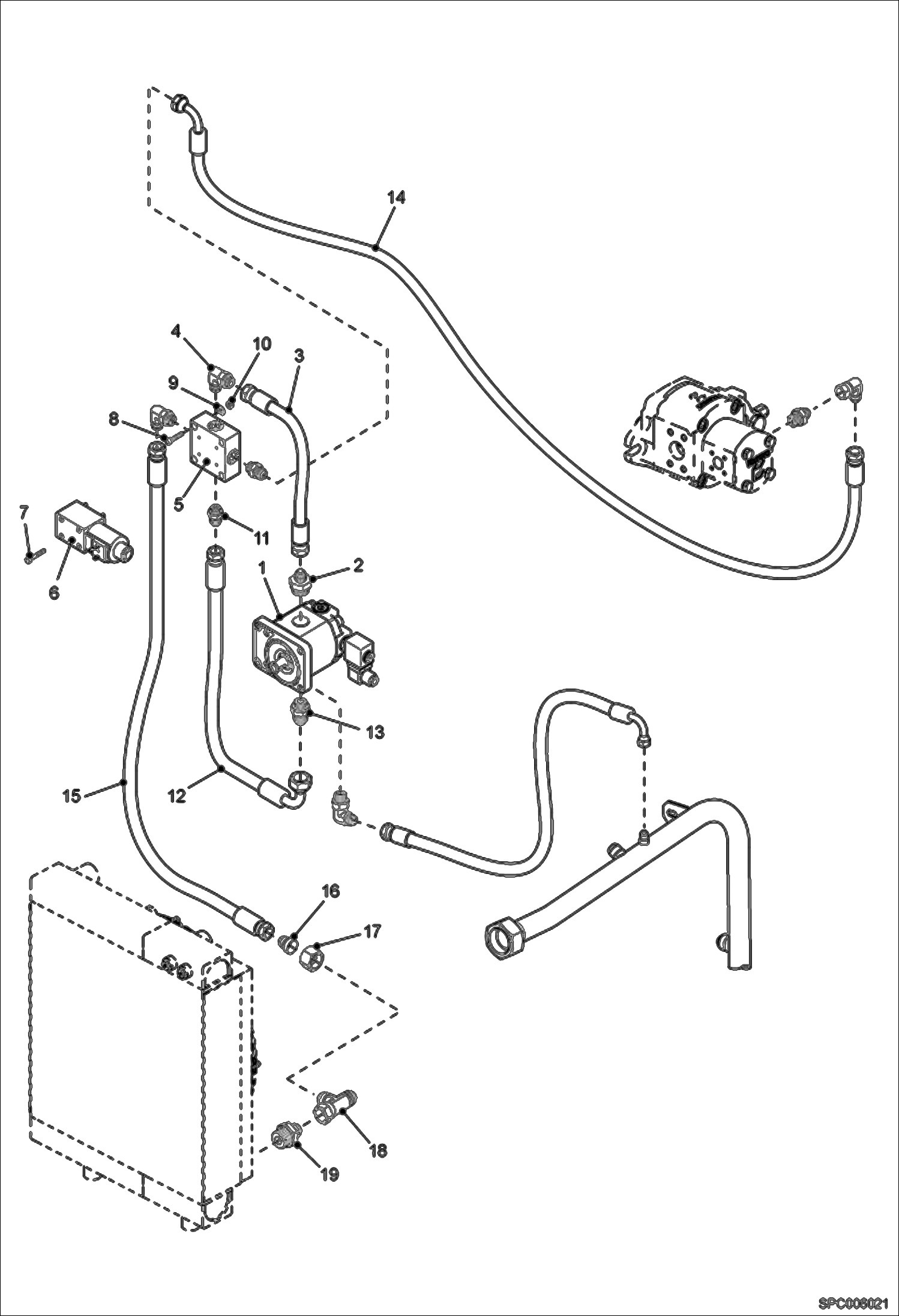 Схема запчастей Bobcat T40140 - COOLING FAN CIRCUIT (WITH OPTIONAL REVERSE) POWER UNIT