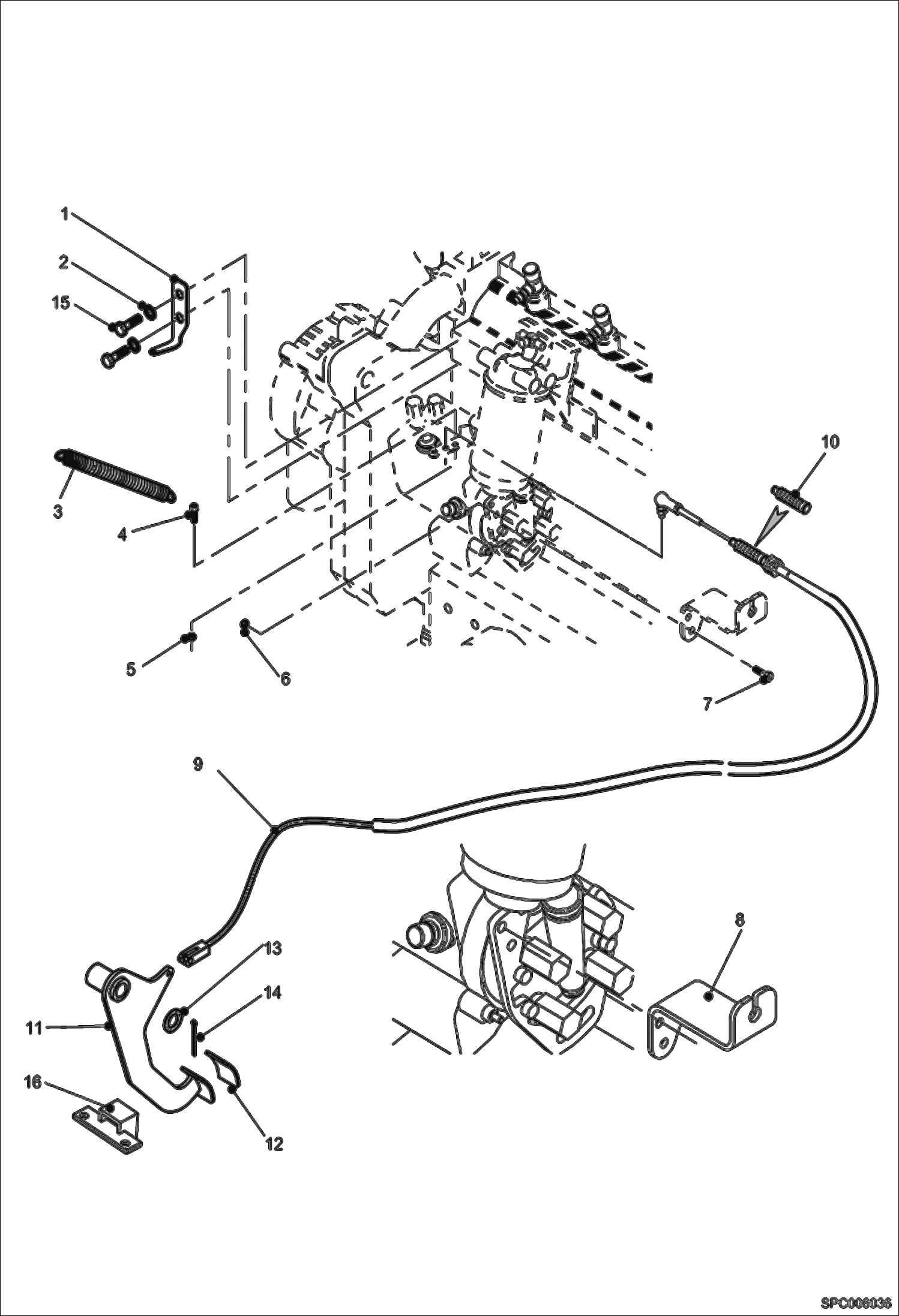 Схема запчастей Bobcat VR530C - THROTTLE CONTROLS POWER UNIT