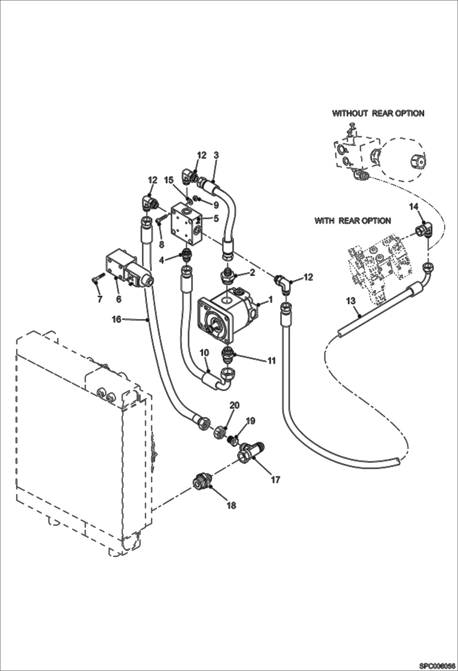 Схема запчастей Bobcat VR518 - COOLING FAN CIRCUIT (WITH OPTIONAL REVERSE) POWER UNIT