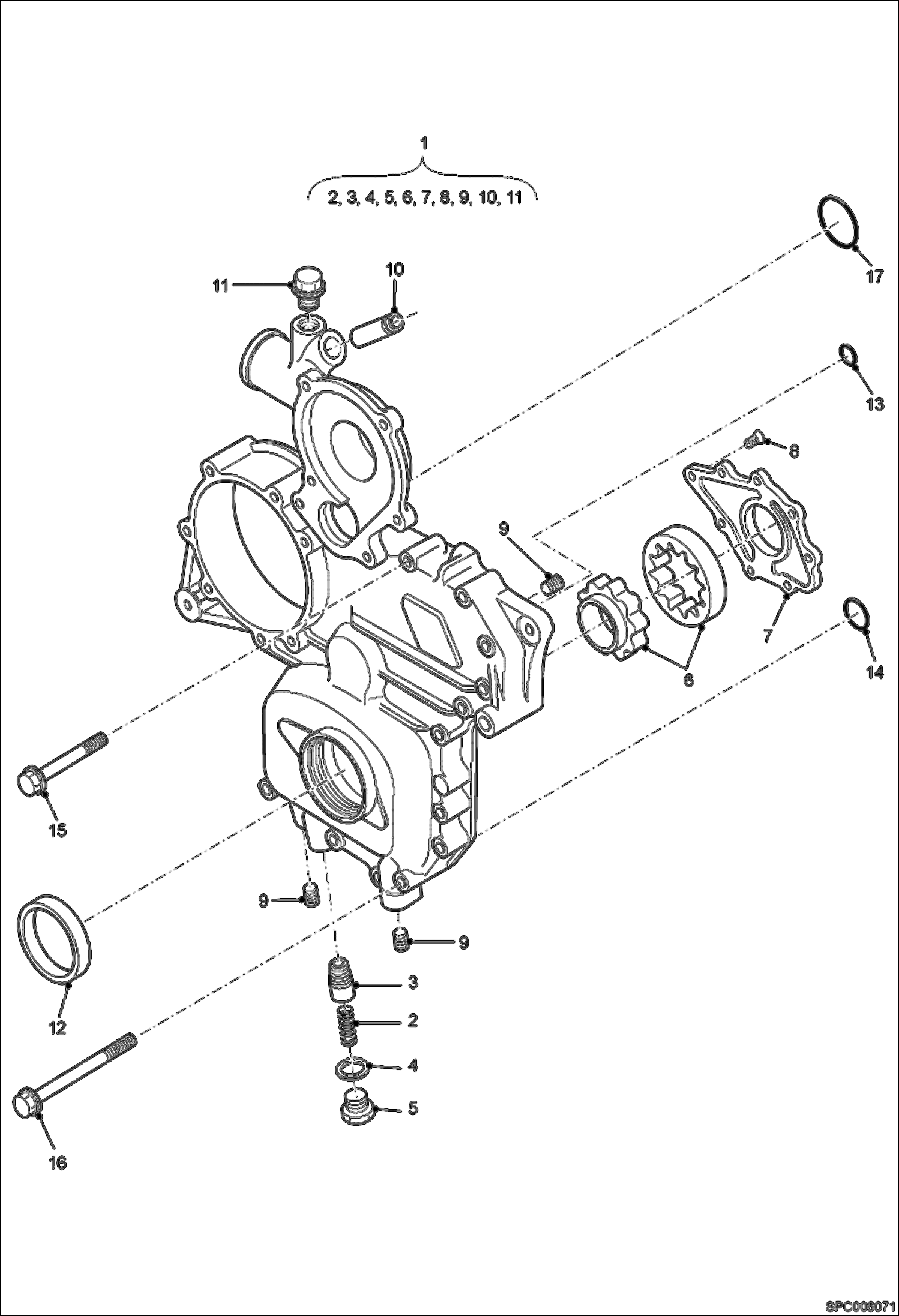 Схема запчастей Bobcat T2250 - GEAR CASE POWER UNIT