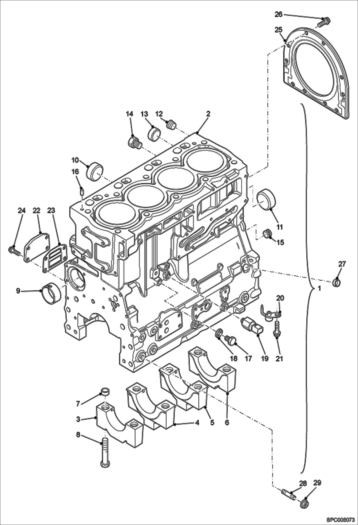 Схема запчастей Bobcat T35120SL - CYLINDER BLOCK POWER UNIT