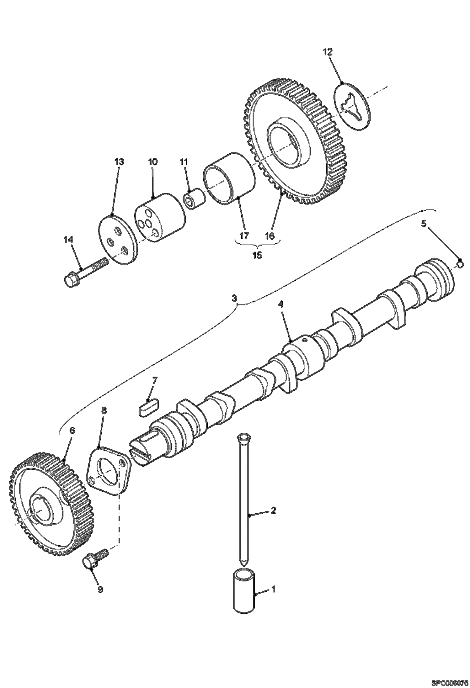 Схема запчастей Bobcat T2250 - CAMSHAFT AND IDLER GEAR SHAFT POWER UNIT