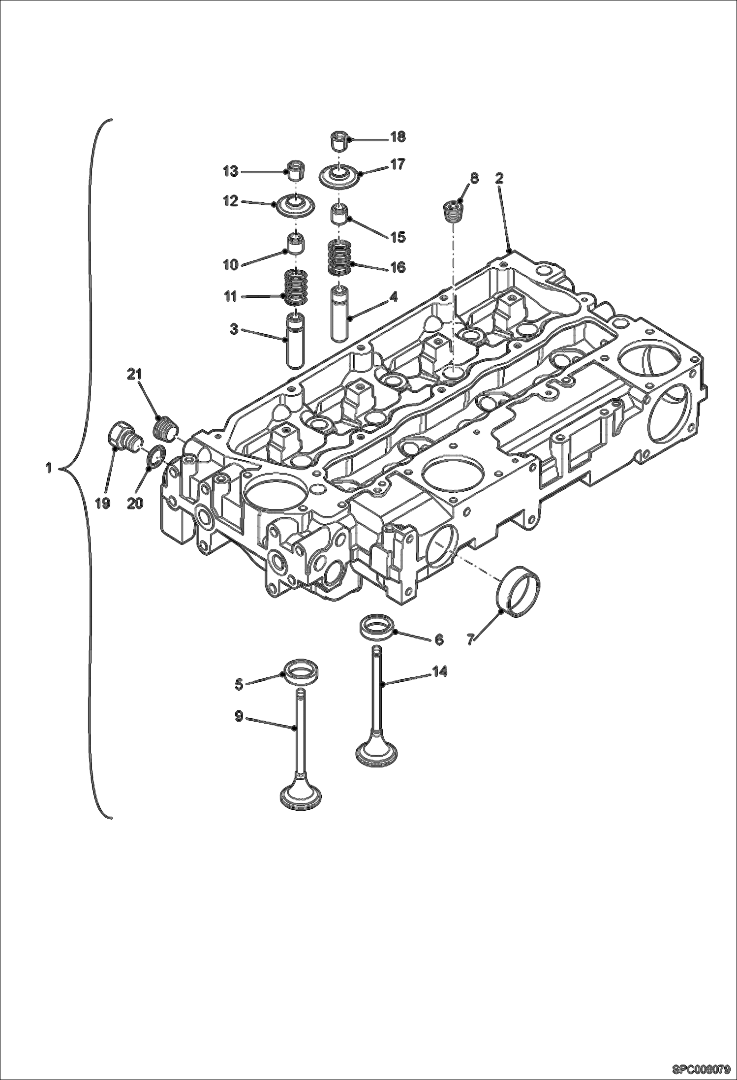 Схема запчастей Bobcat T35100SL - CYLINDER HEAD ASSY POWER UNIT