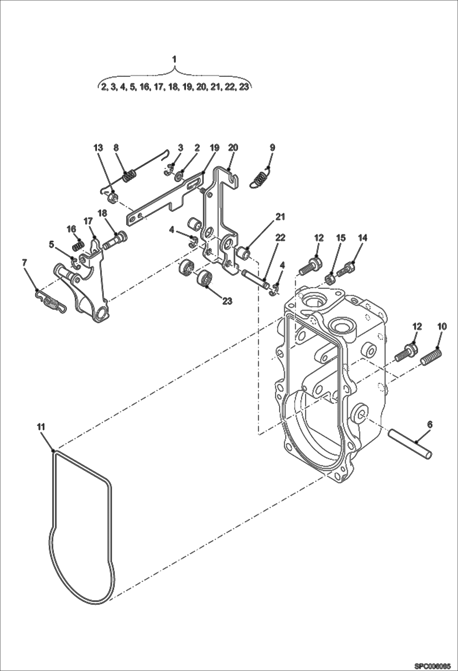 Схема запчастей Bobcat V417 - FORK LEVER (GOVERNOR) POWER UNIT