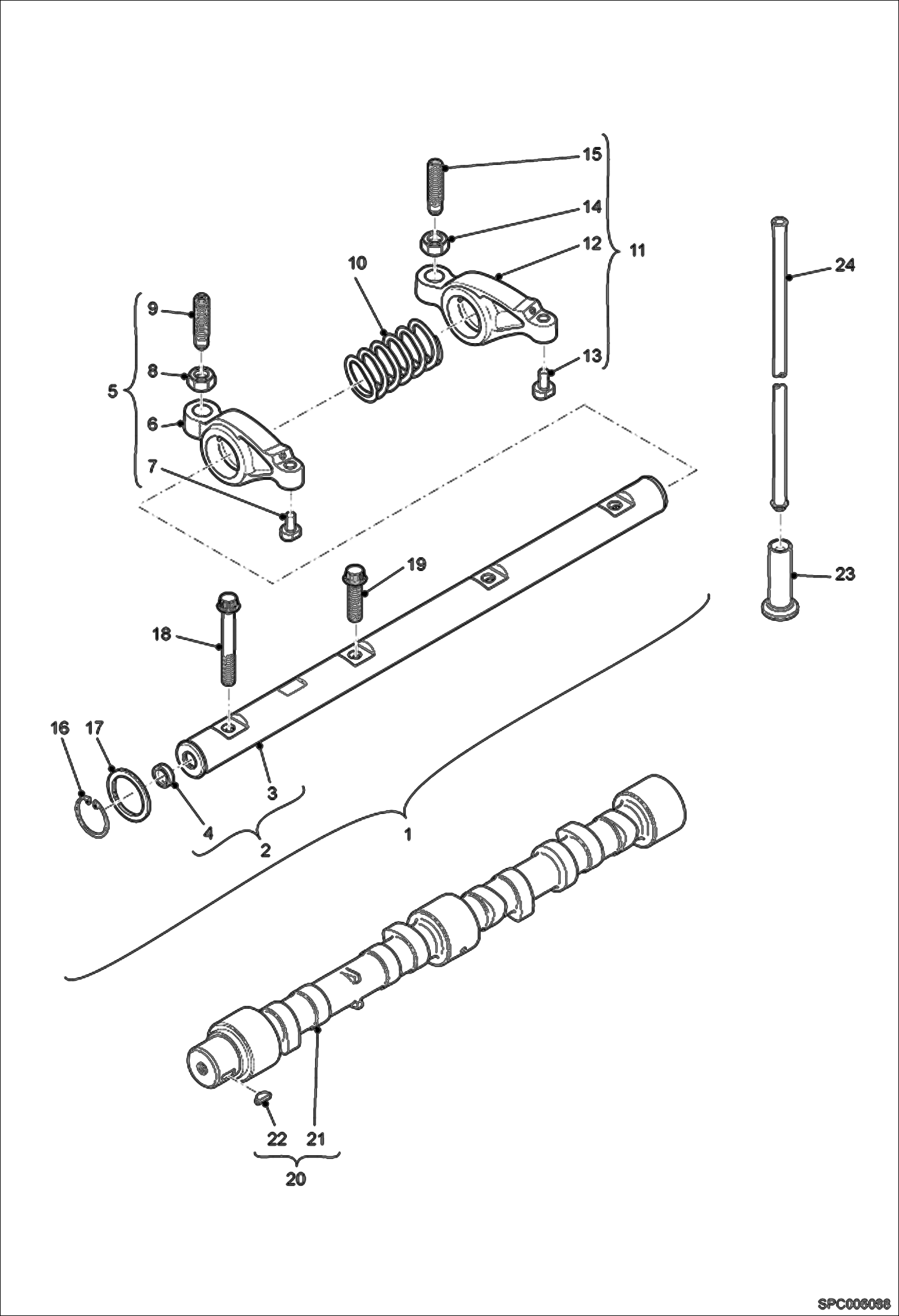 Схема запчастей Bobcat T40140 - ROCKER SHAFT POWER UNIT