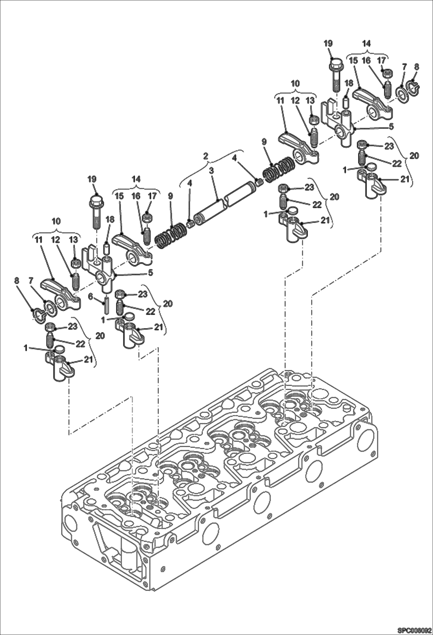 Схема запчастей Bobcat T2250 - VALVE AND ROCKER ARM POWER UNIT