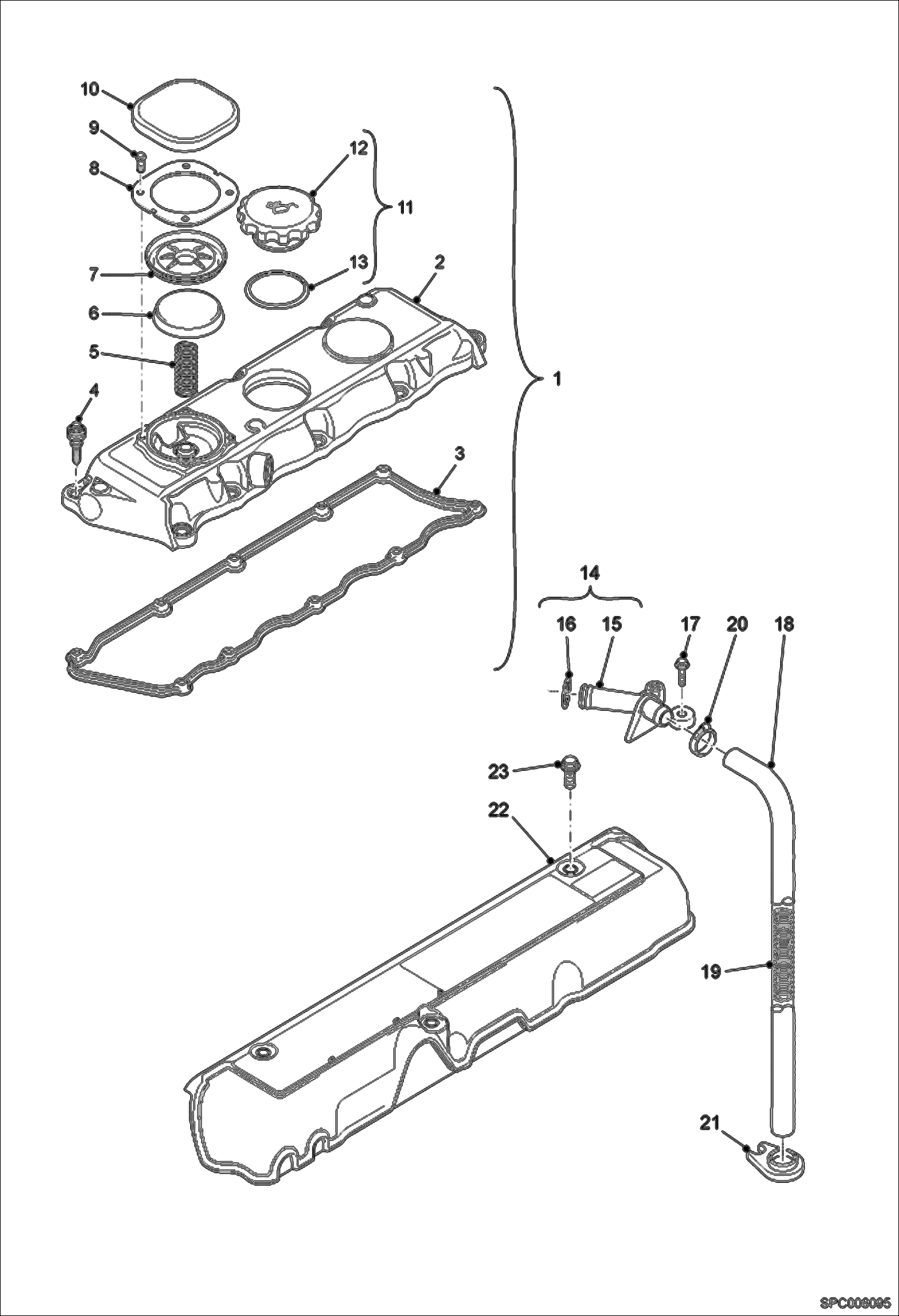 Схема запчастей Bobcat T35100L - CYLINDER HEAD COVER POWER UNIT